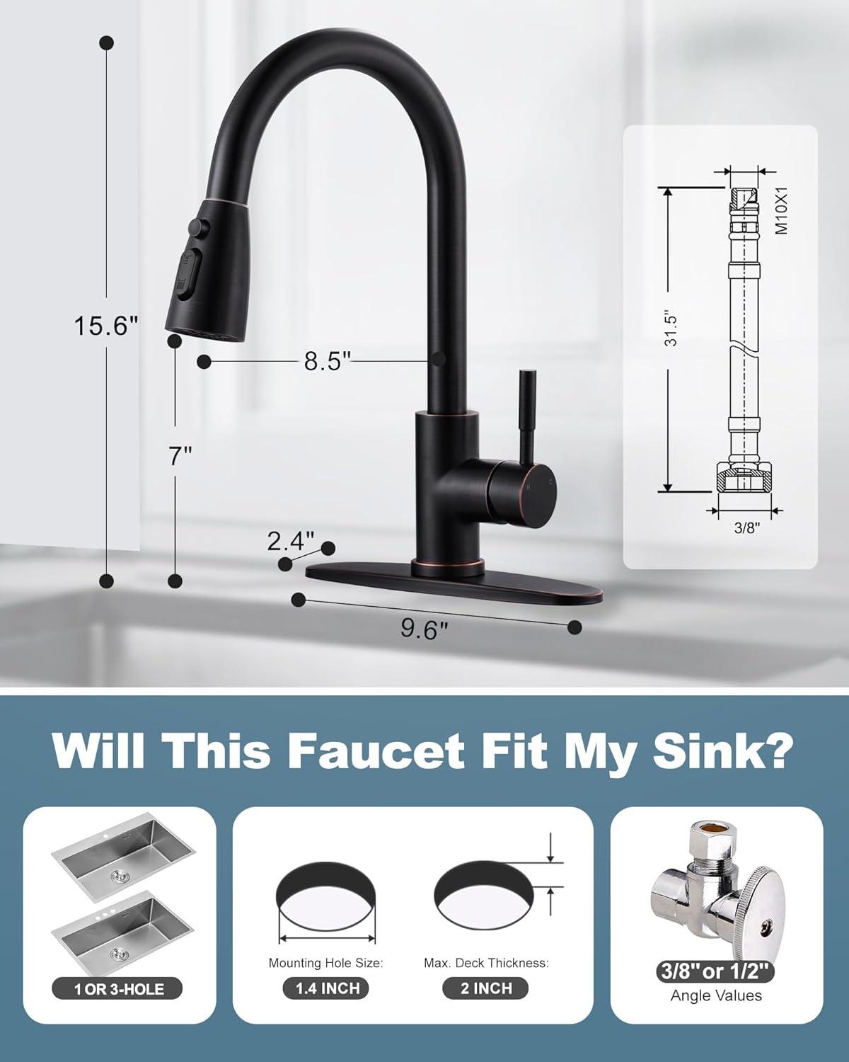 ARCORA Stainless SteelSingle Handle Pull-Down Sprayer Kitchen Faucet Set with Touchless Sensor