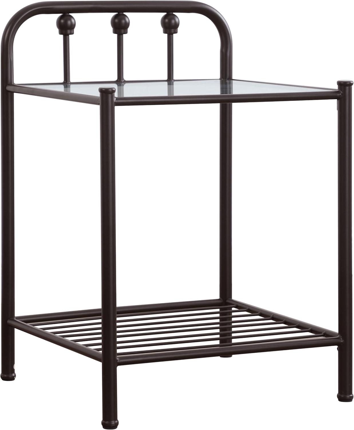 Coaster Livingston Traditional 1 Shelf Metal Nightstand with Glass Top Dark Bronze