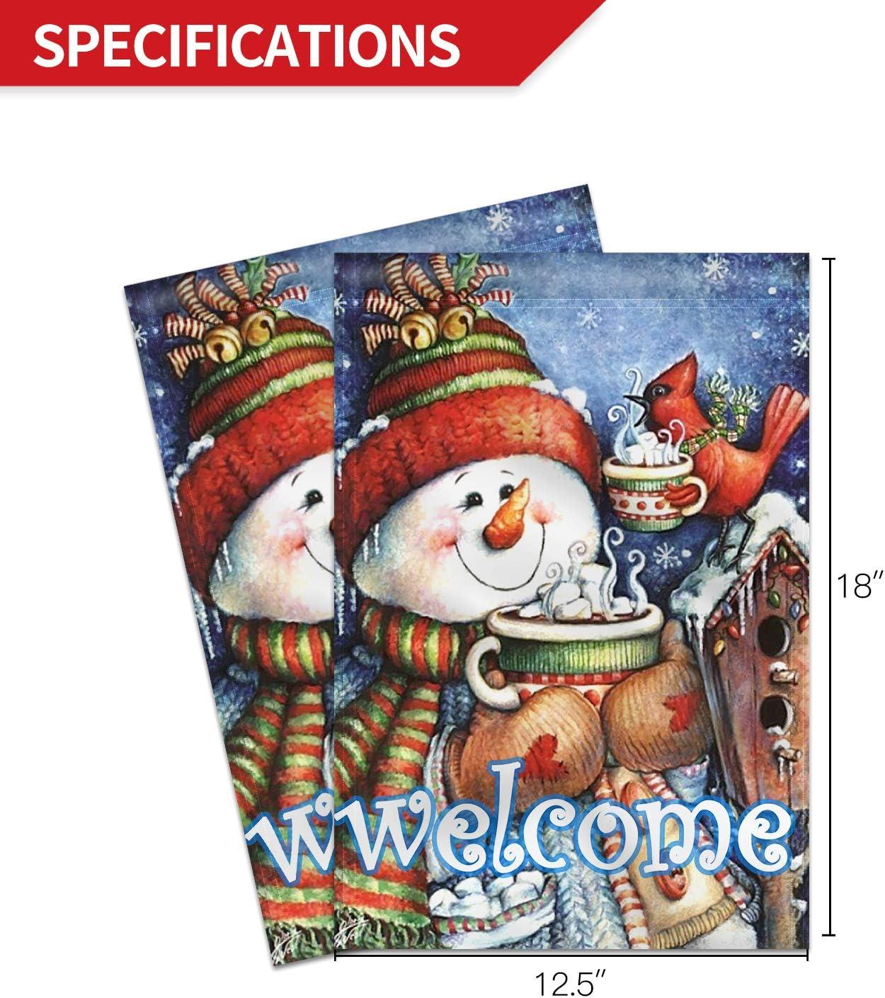 Anley Snowman Bird Snowflake Garden Flags Welcome Winter Garden Flag Double Sided 18 x 12.5 Inch