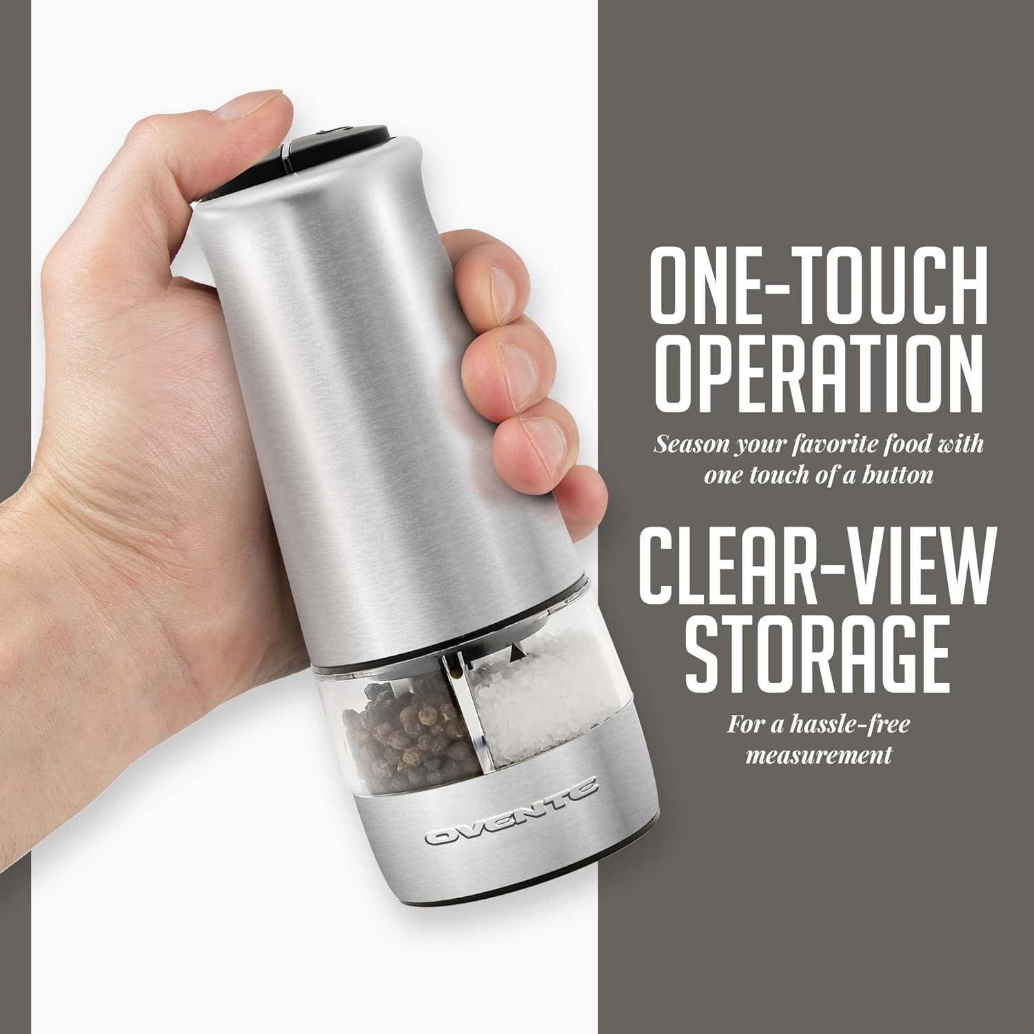 Ovente Electric 2-in-1 Salt & Pepper Combination Mill