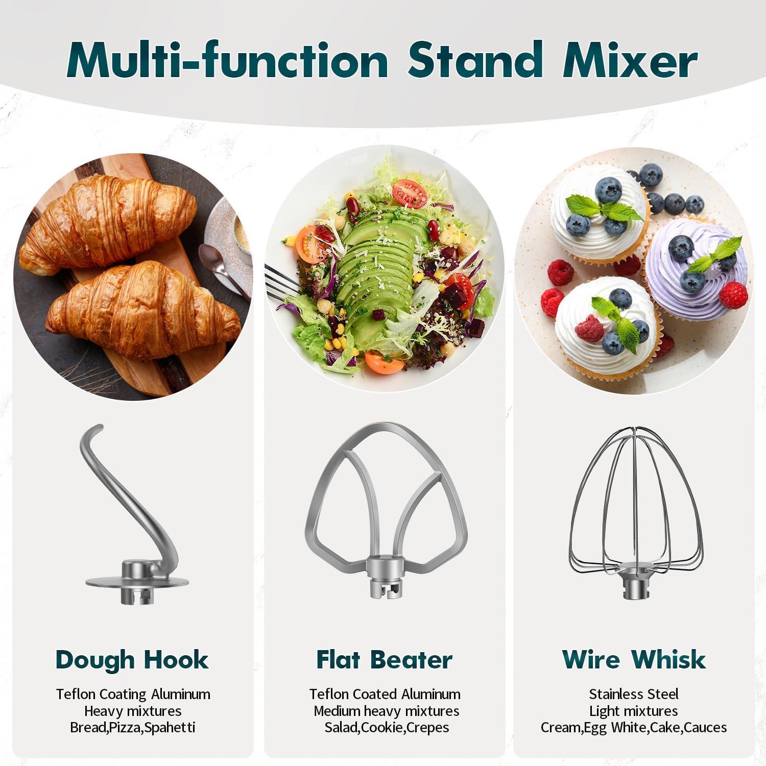 COOKLEE Stand Mixer, 9.5 Qt. 660W 10-Speed Electric Kitchen Mixer with Dishwasher-Safe Dough Hooks, Flat Beaters, Wire Whip & Pouring Shield Attachments for Most Home Cooks, Champagne