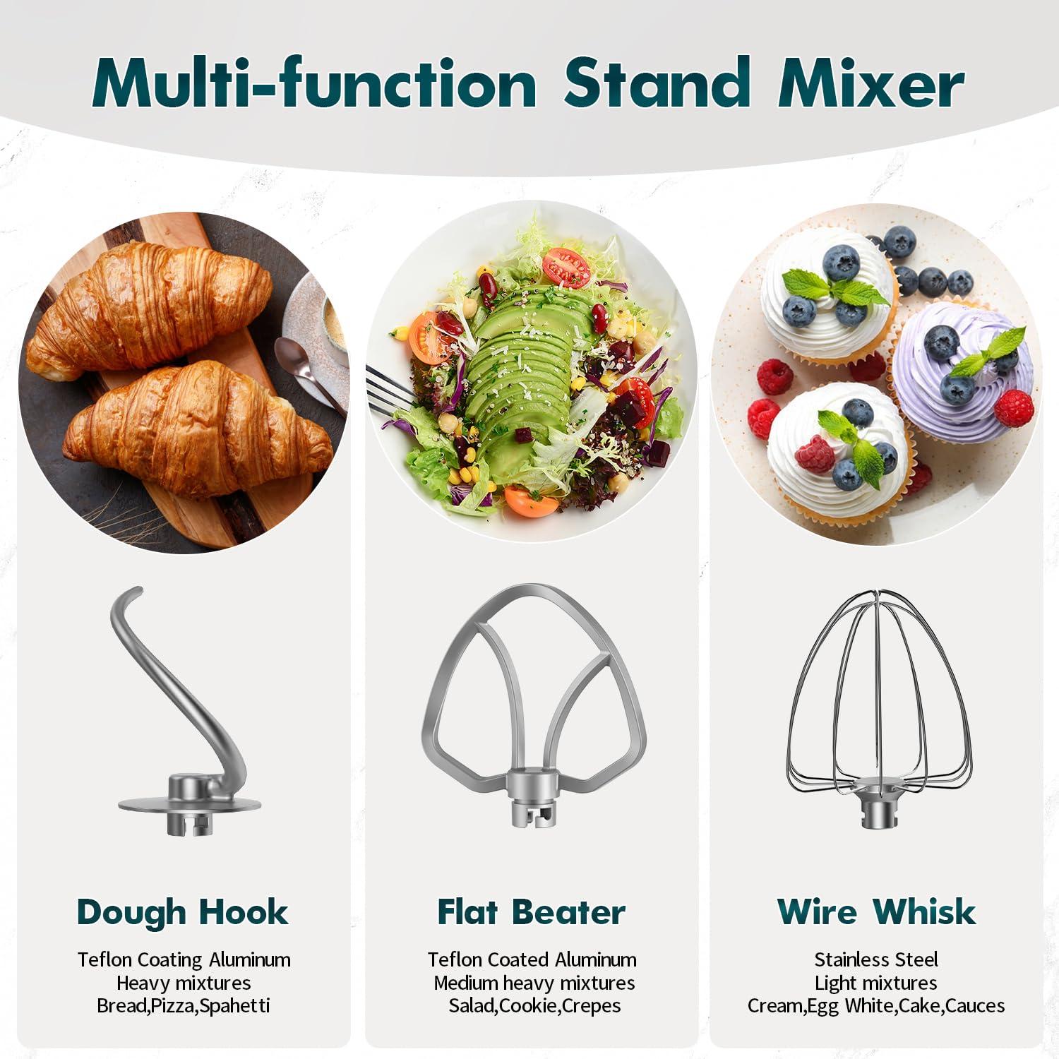 COOKLEE Stand Mixer, 9.5 Qt. 660W 10-Speed Electric Kitchen Mixer with Dishwasher-Safe Dough Hooks, Flat Beaters, Wire Whip & Pouring Shield Attachments for Most Home Cooks, Champagne