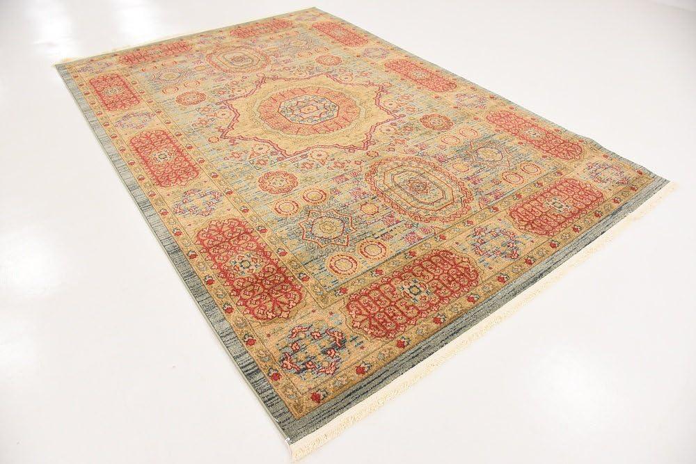 Unique Loom Palace Collection Area Rug - Amber (6' 1" x 9' Rectangle Light Blue/Light Brown)