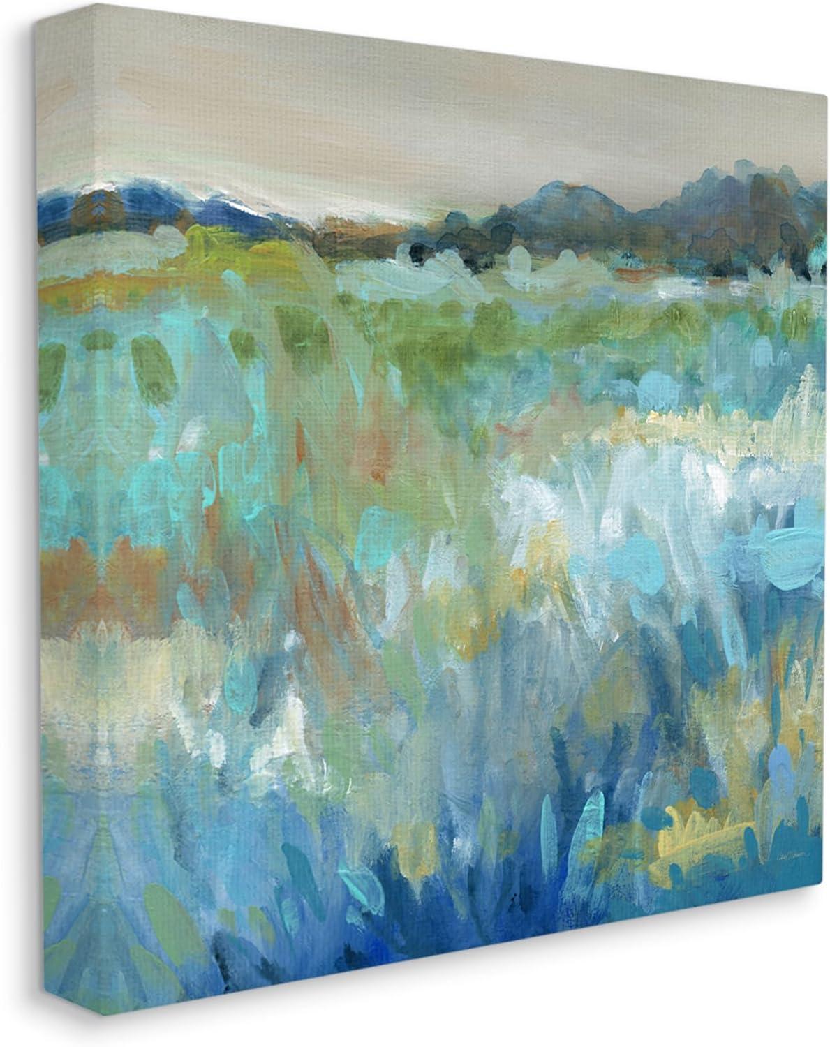 Stupell Industries Abstract Blue Meadow Abstract Painting Gallery Wrapped Canvas Art Print Wall Art, 17 x 17