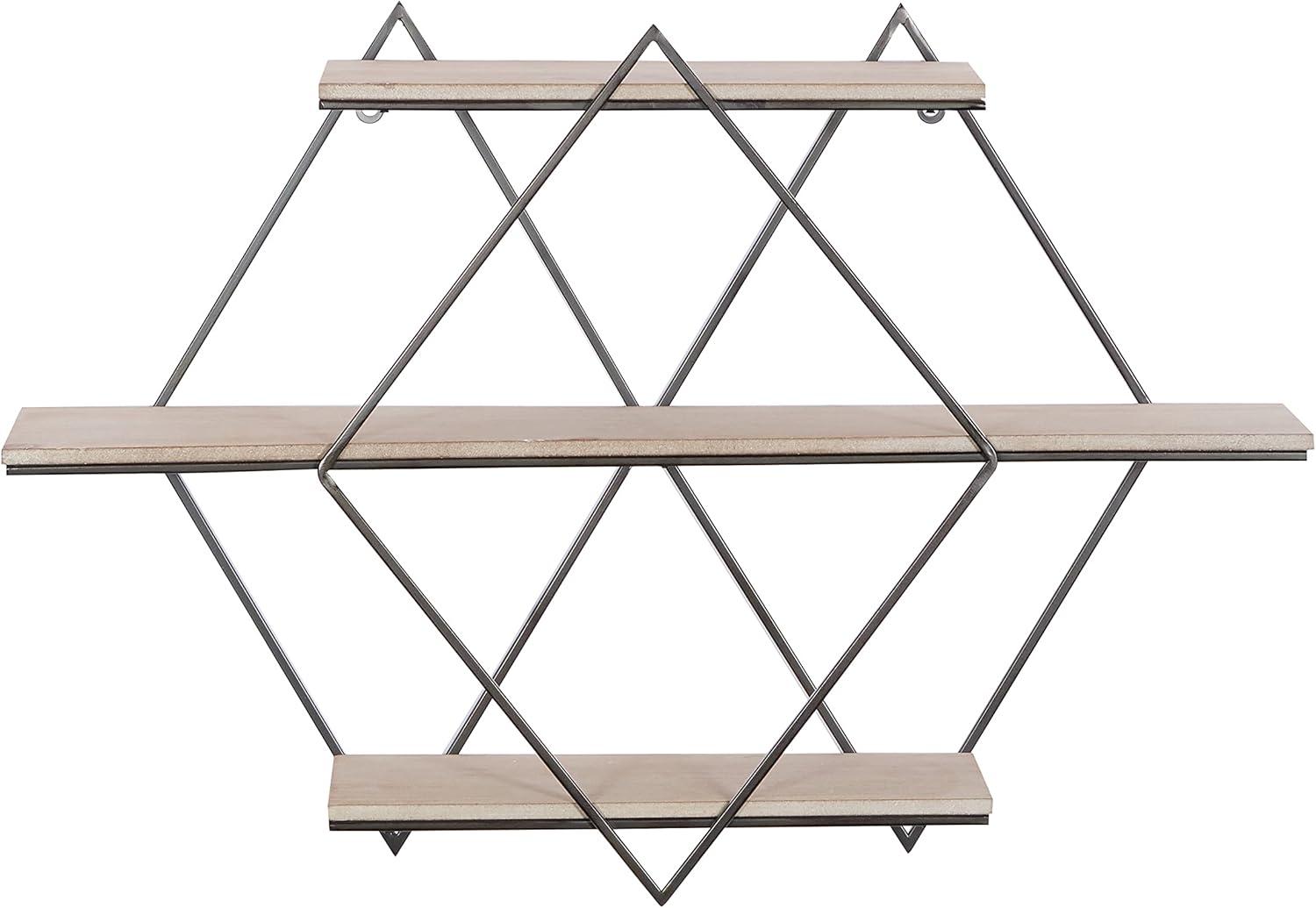 DecMode Brown Wood Contemporary Wall Shelf