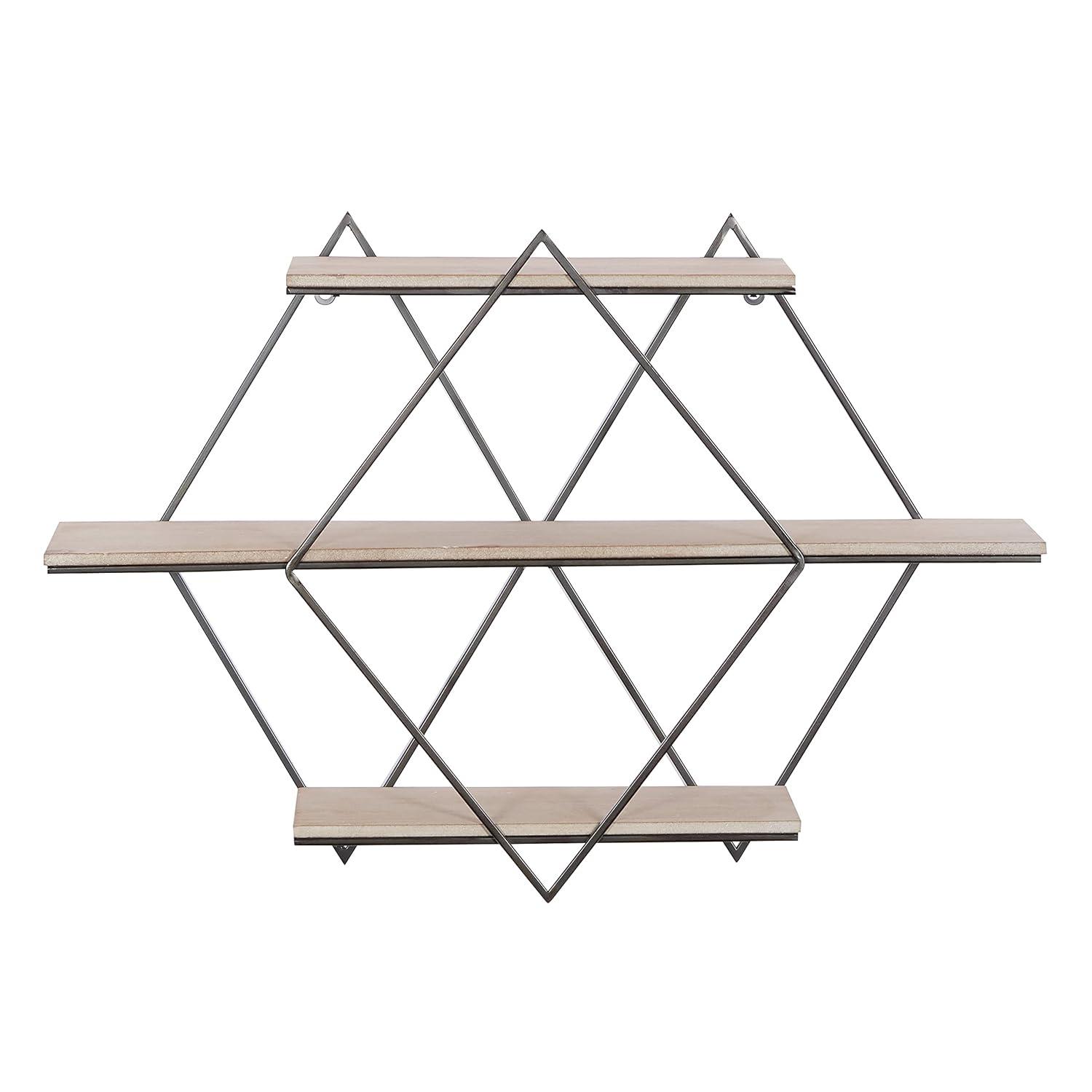 DecMode Brown Wood Contemporary Wall Shelf