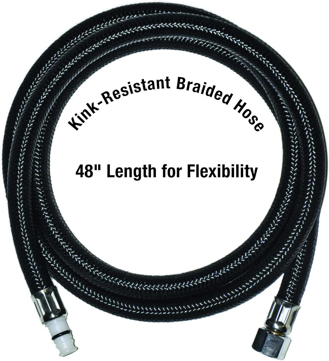 Universal Black Braided PVC Faucet Sprayer Hose, 48 Inch