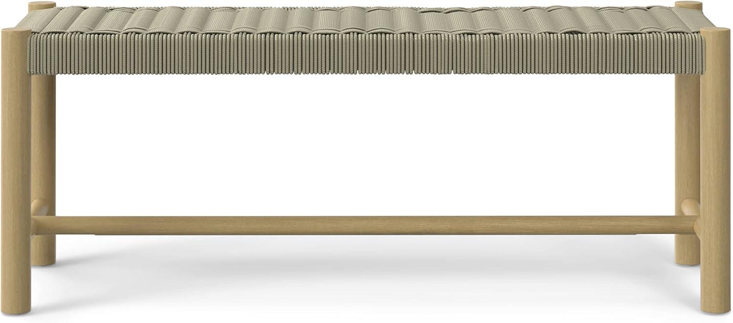 Simpli Home Dahlia 46"W Solid Acacia Contemporary Outdoor Bench with Weather-Resistant Rope Seating