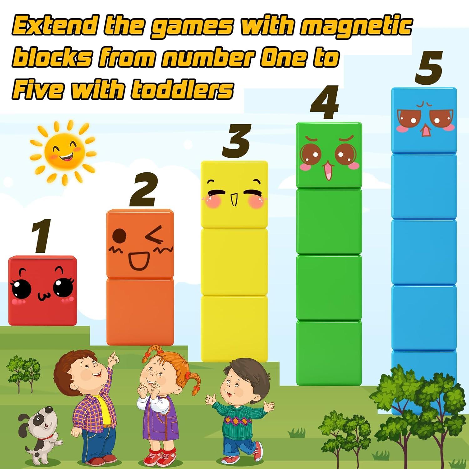 48PCS Magnetic Blocks for Toddlers Toys, Large Magnetic Cube Toy for Sensory STEM Education Preschool Magnet Toys for 3 4 5 6 Year Old Boys and Girls, Compatile with Mine Magnet World