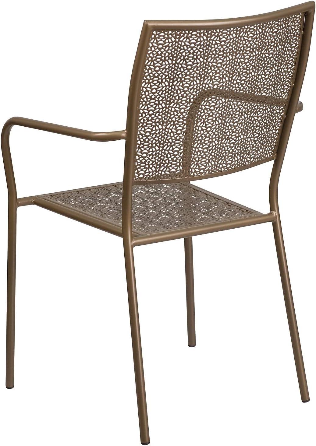 Flash Furniture Commercial Grade Indoor-Outdoor Steel Patio Arm Chair with Square Back