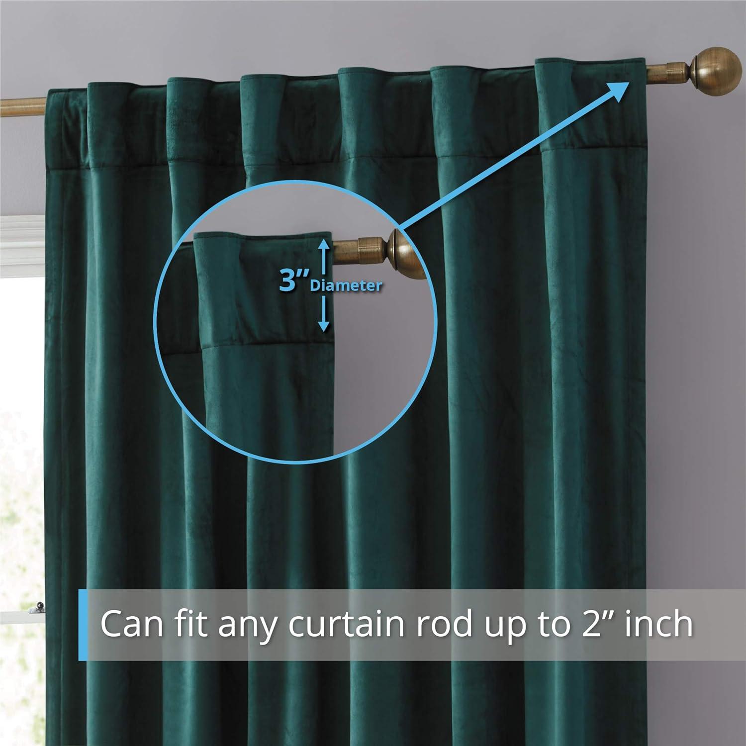 THD Maria Velvet Back Tab Rod Pocket Window Treatment Curtain Panels - Set of 2