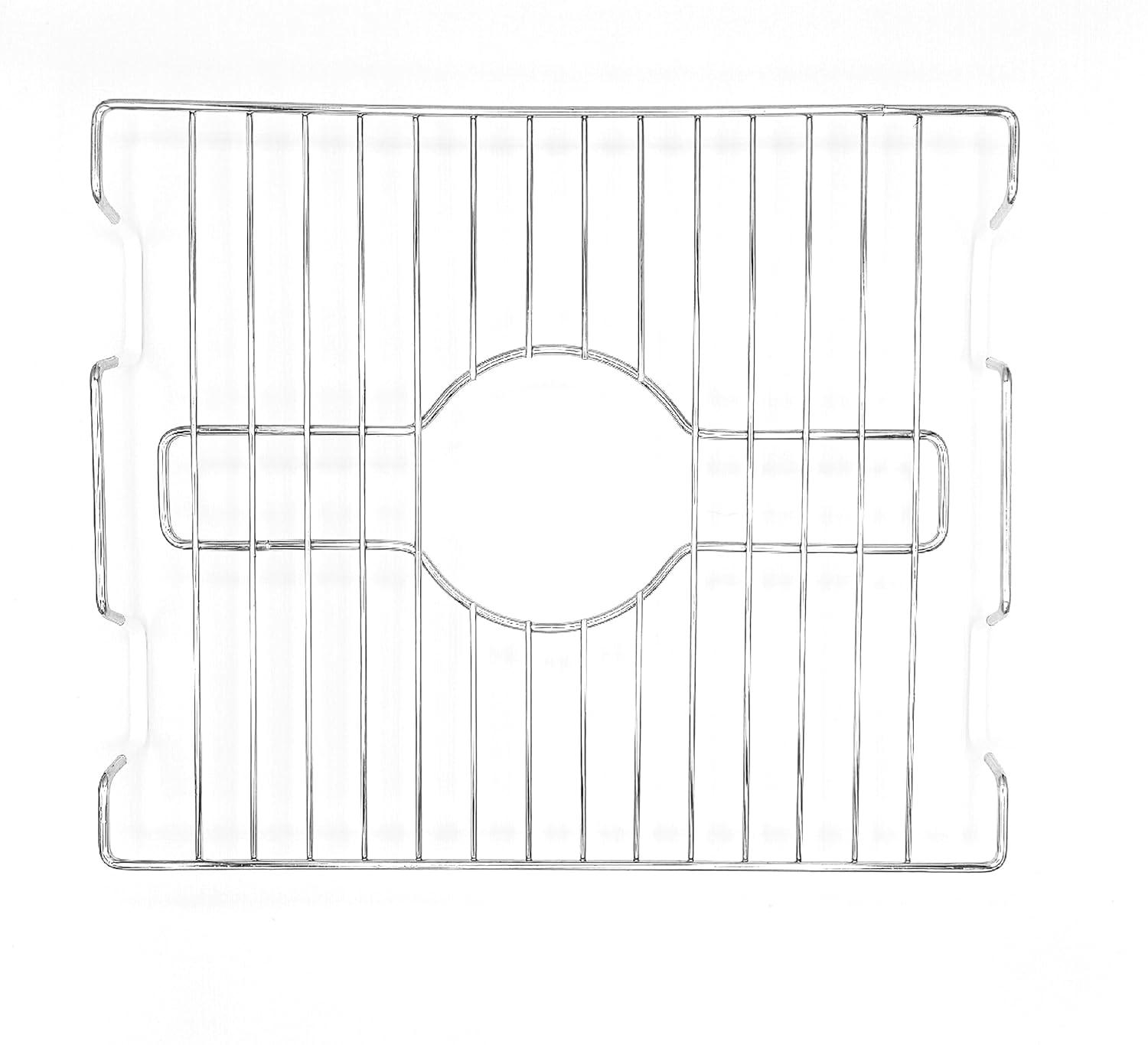 SOFINNI Kitchen Sink Protector White Steel Sink Grate Insert Grid Sink Bowl Rack Rust Prevent (Chrome) (16" x 12.5")