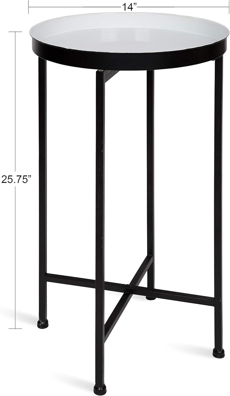 Kate and Laurel Celia Round Metal Tea Table, 14x14x25.75, Black and White