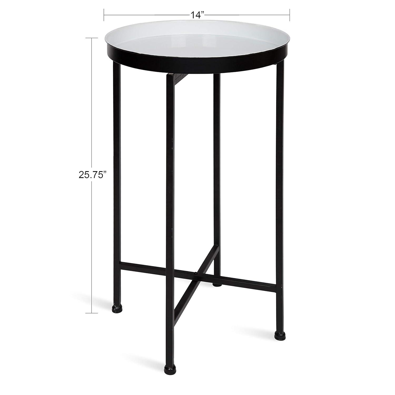 Kate and Laurel Celia Round Metal Tea Table, 14x14x25.75, Black and White