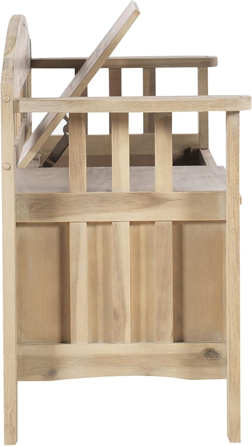 Natural Acacia Wood Storage Bench with Split Seat Design