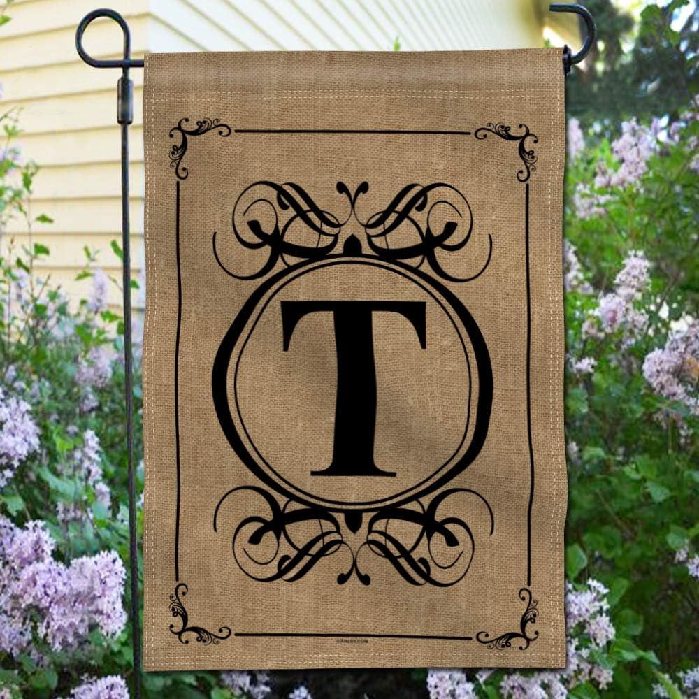 Anley Classic Monogram Letter T Garden Flag, Double Sided Family Last Name Initial Yard Flags 18 x 12.5 Inch