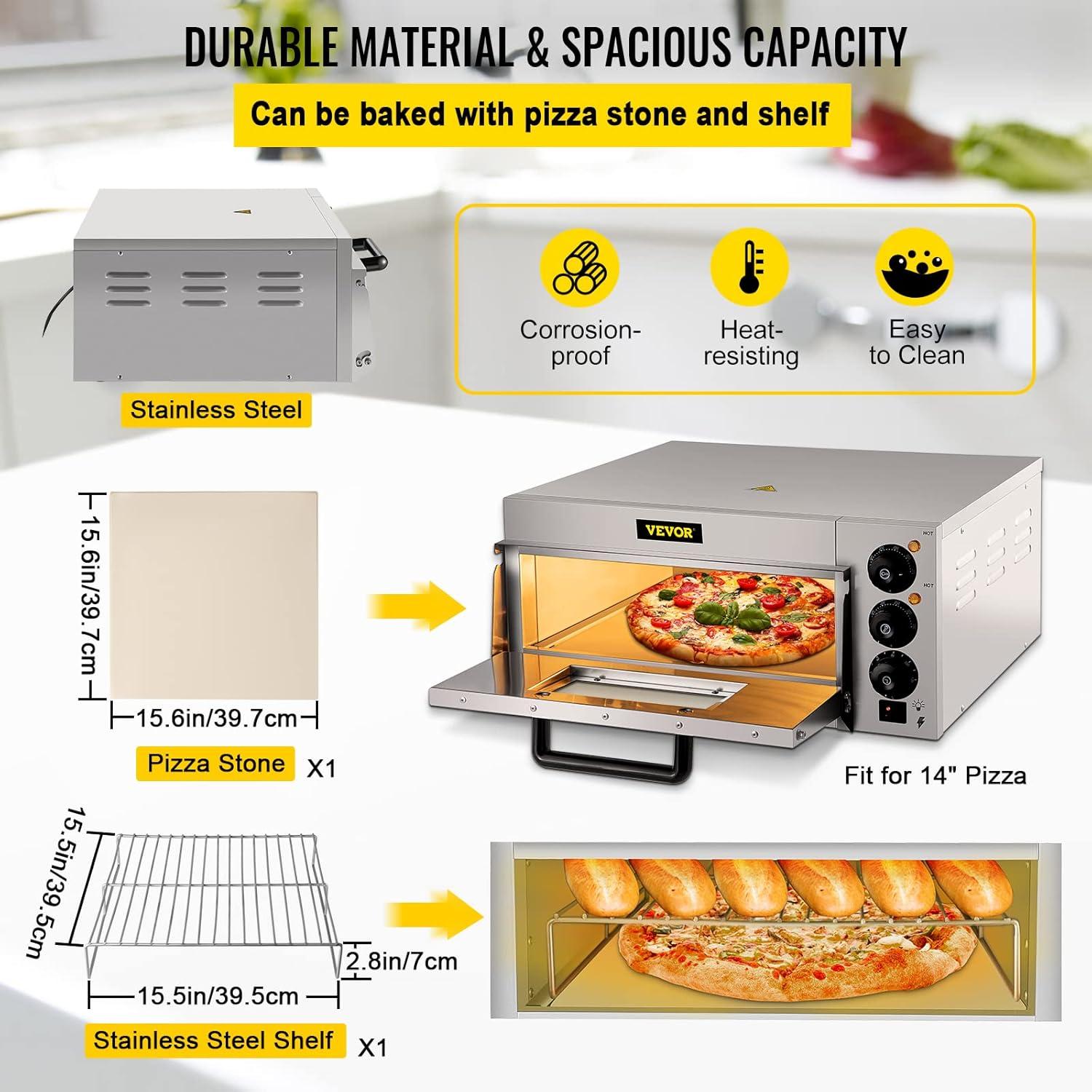 VEVOR Stainless Steel Electric Commercial Countertop Pizza Oven