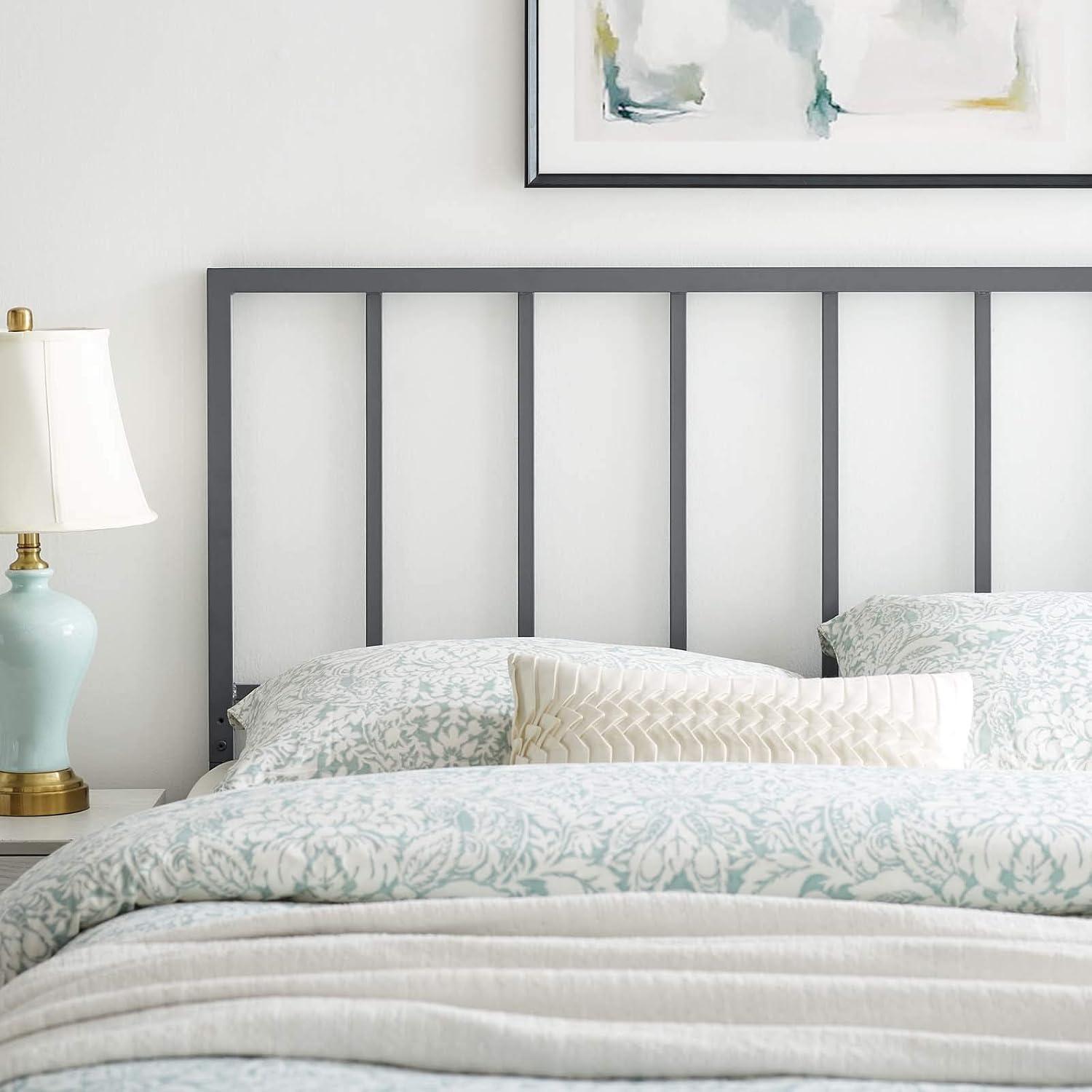 Modway Tatum Full Modern Style Powder Coated Iron Headboard in Gray