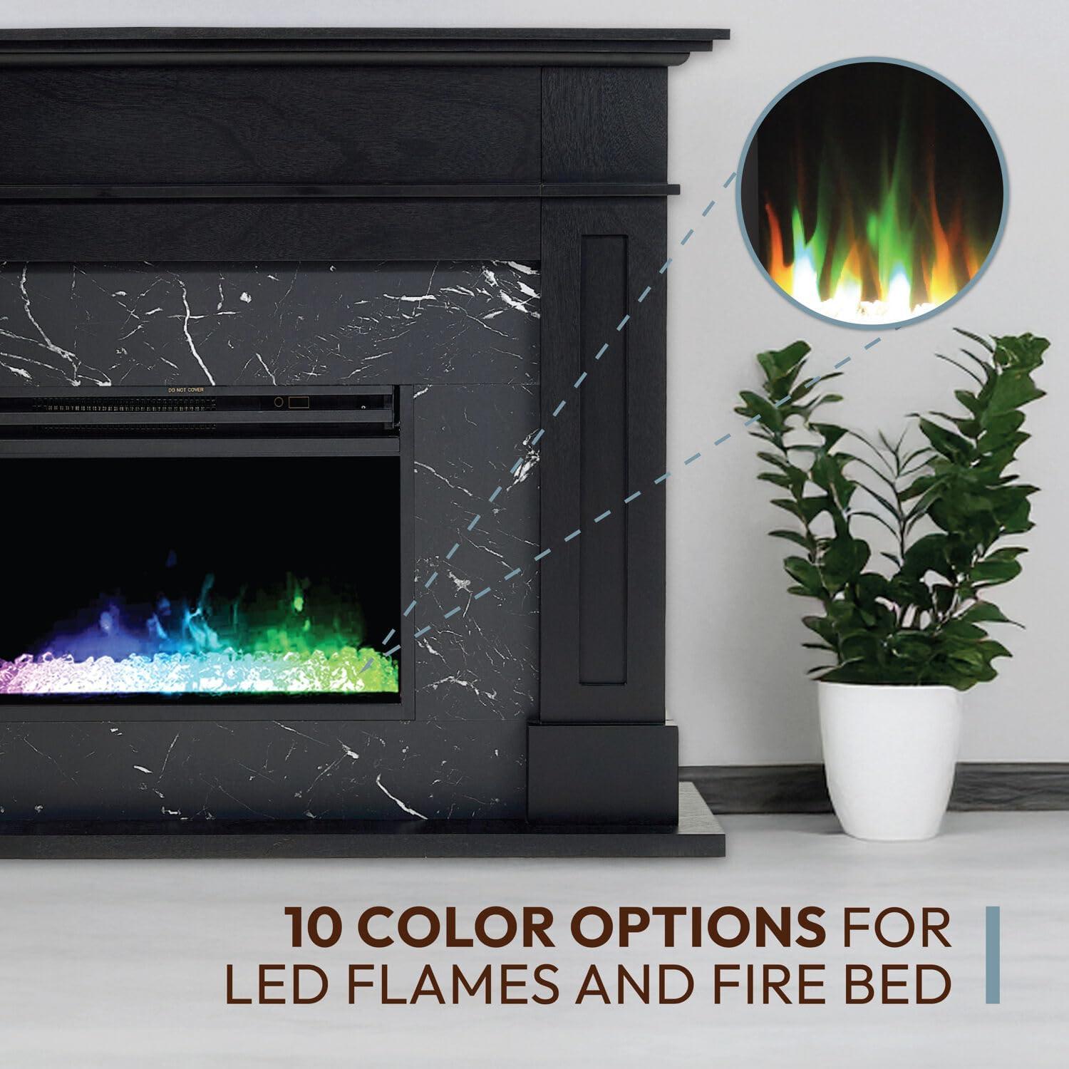 Cambridge Cambridge Sofia 53-in. Electric Fireplace Mantel in with Black Marble Inlay and Crystal Rocks