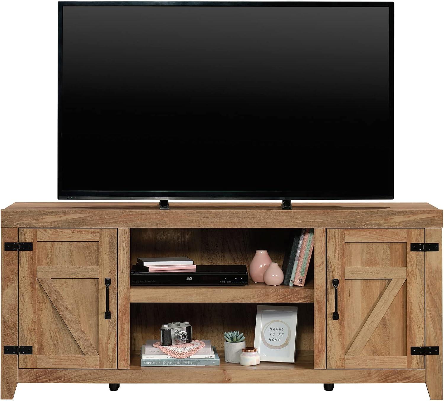 Sauder Farmhouse TV Stand, for TVs up to 70", Sindoori Mango Finish