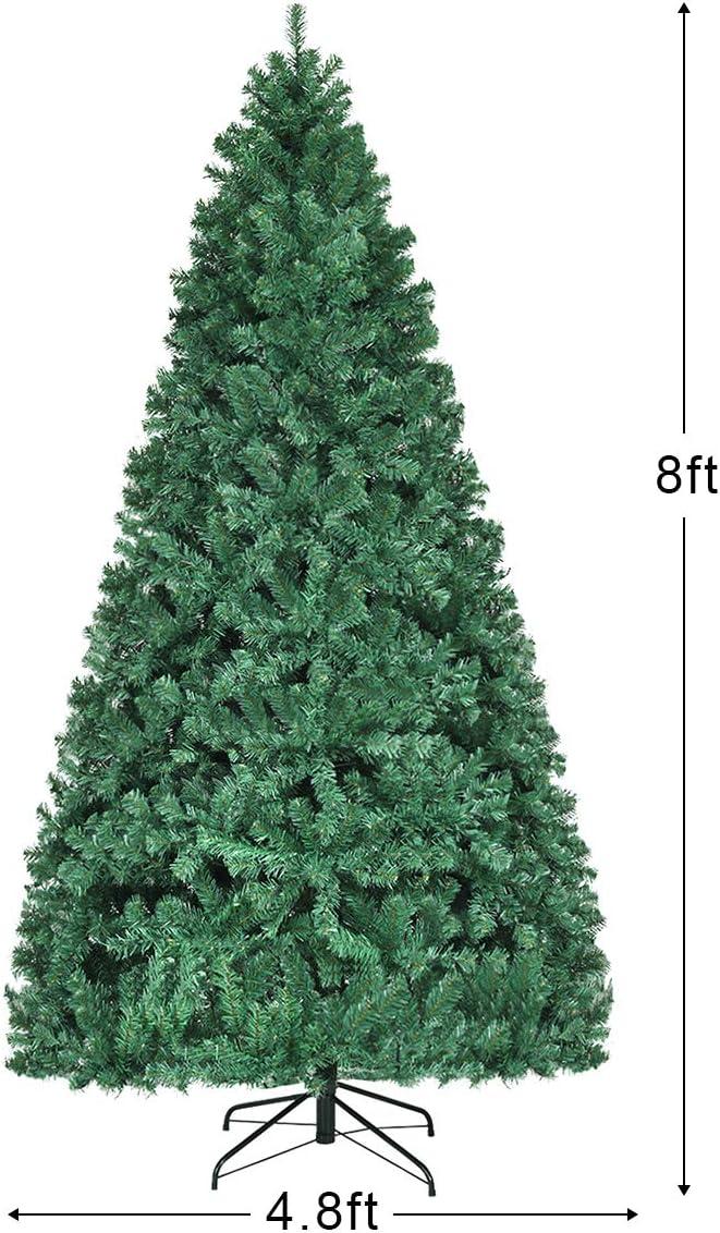 8FT Pre lit Christmas Tree, Bringstar Artificial Trees 1460 Premium PVC Branches, 500 Lights, Hinged