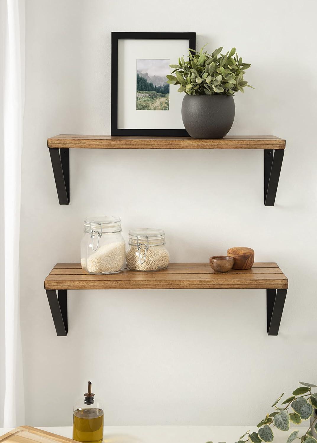 Kate and Laurel Samuels Rectangle Wood Floating Shelf, 24x8x8, Rustic Brown