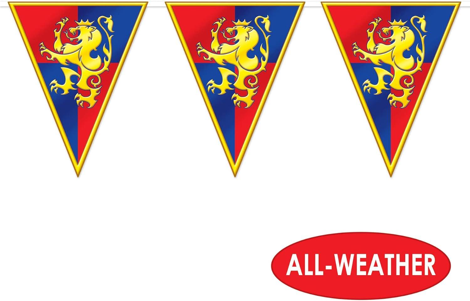 Beistle Medieval Pennant Banner, 11" x 12', (2/Pkg) Multicolored
