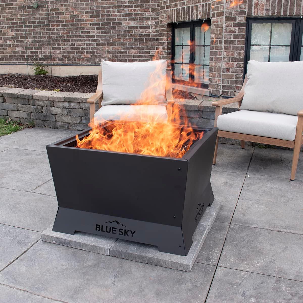 Blue Sky 28" Black Steel Smokeless Square Fire Pit