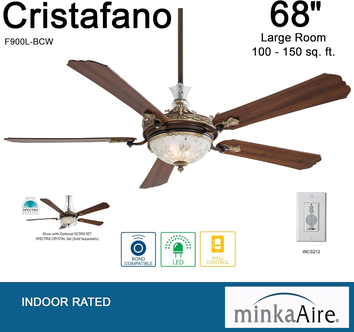 Minka Aire 68" Cristafano 5 - Blade LED Standard Ceiling Fan with Wall Control and Light Kit Included