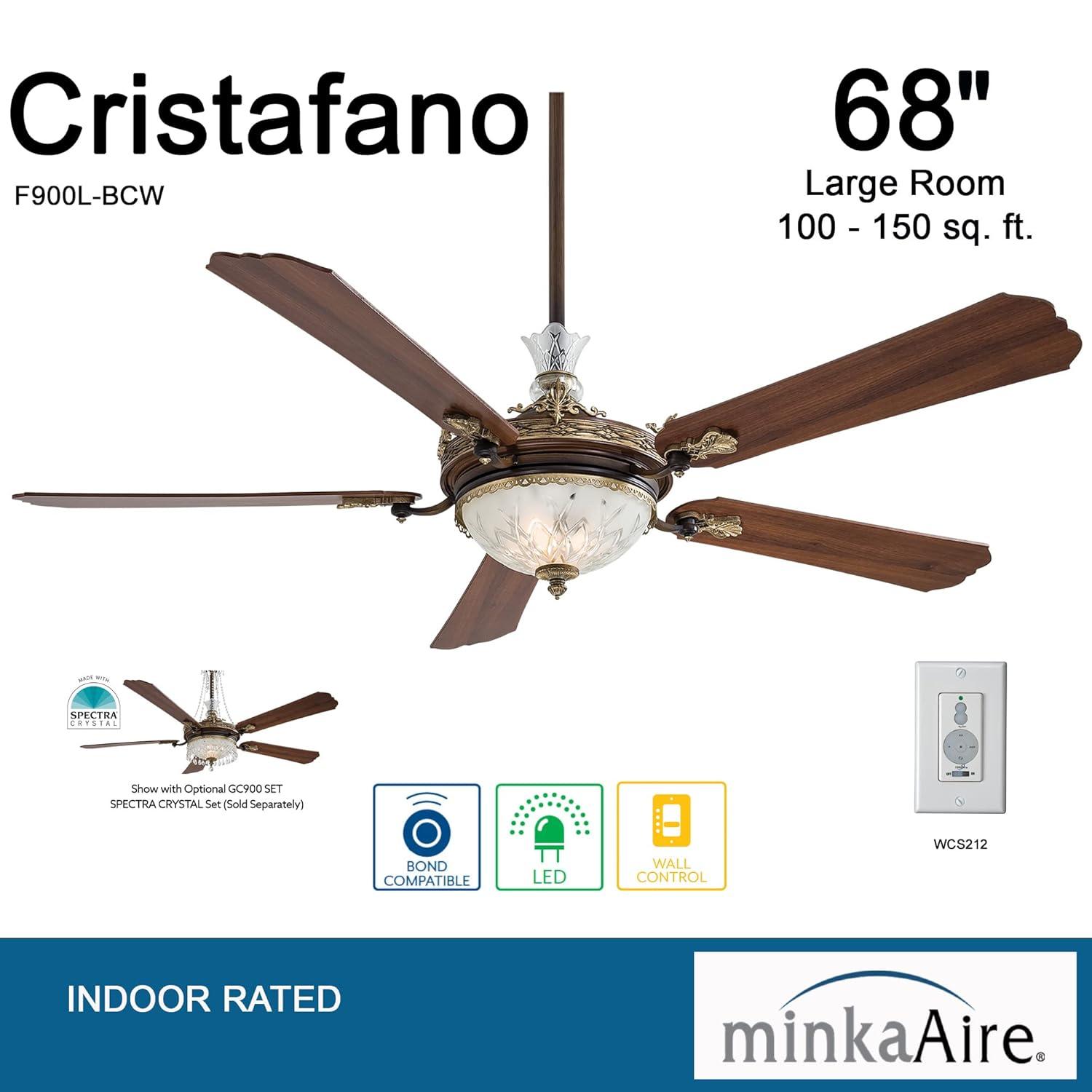68" Cristafano 5 - Blade LED Standard Ceiling Fan with Wall Control and Light Kit Included