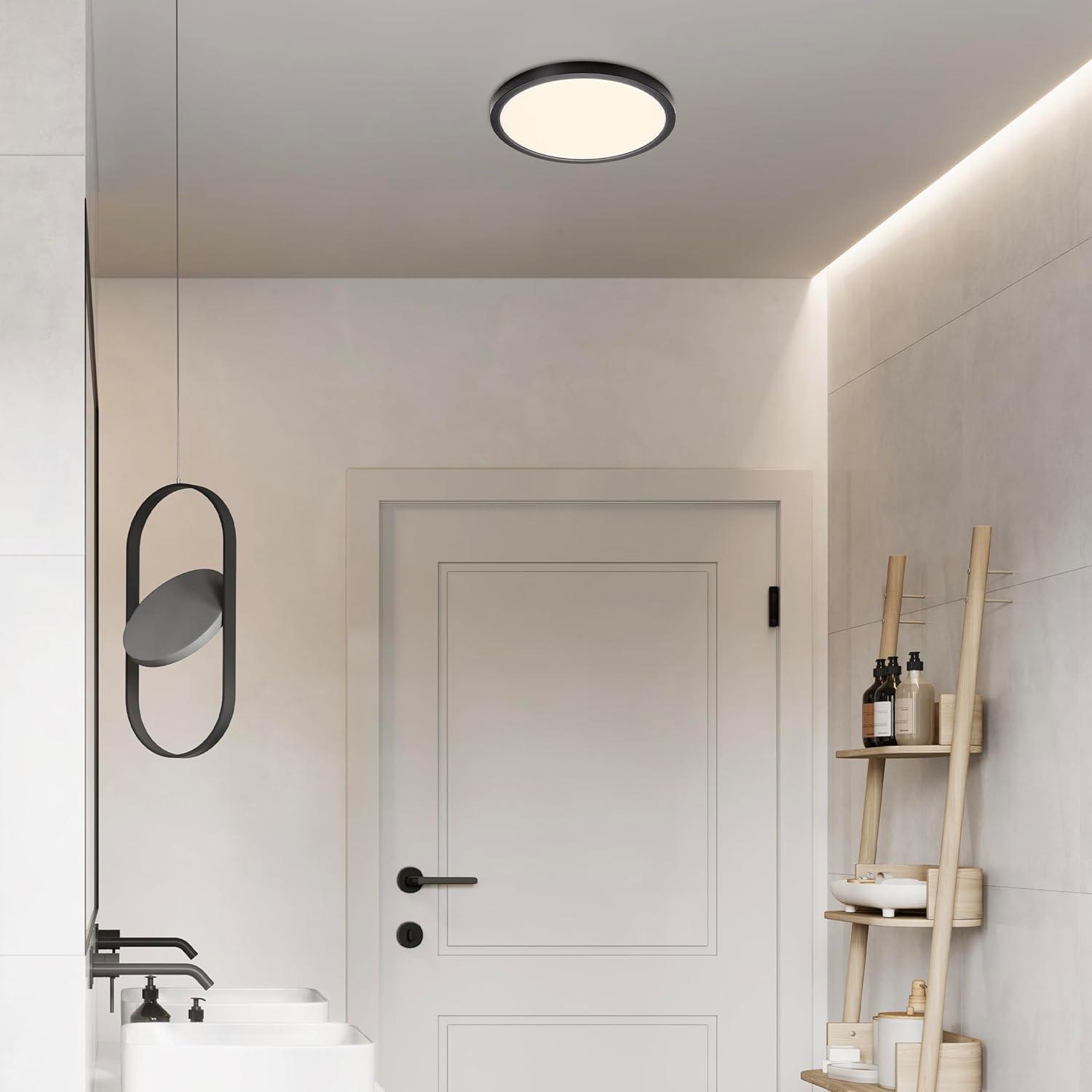 Maxxima 12 in. LED Flush Mount Ceiling Light, 5 CCT Round Panel Light