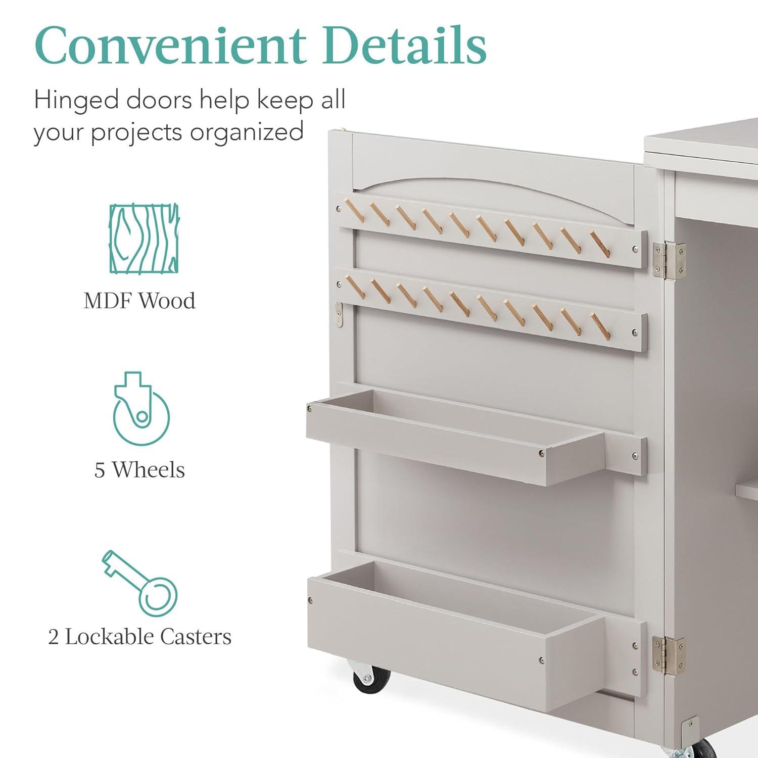 Best Choice Products 46'' x 16'' Sewing Table with Sewing Machine Platform and Wheels