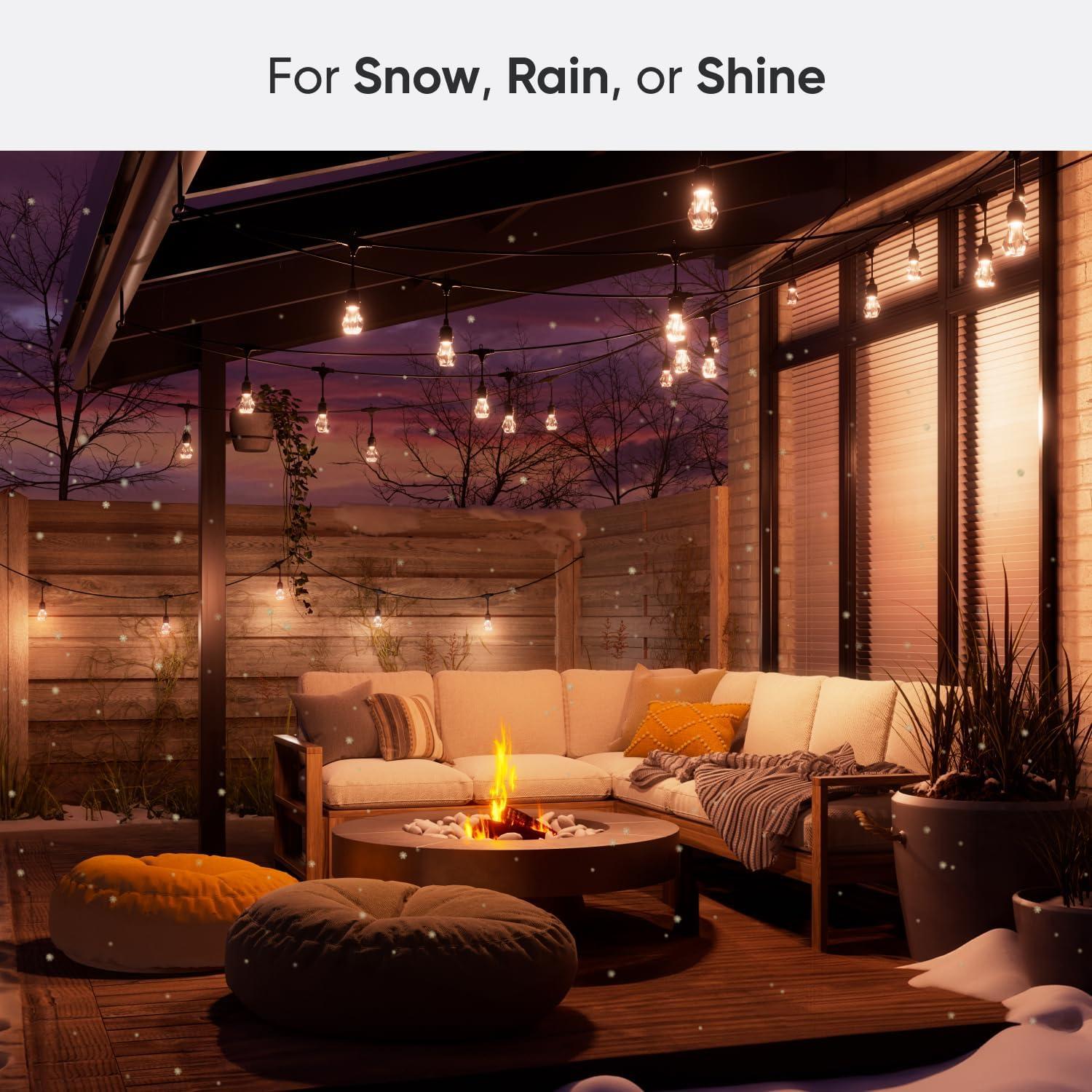 Matter Smart Multicolor LED Outdoor String Lights with Addressable Bulbs