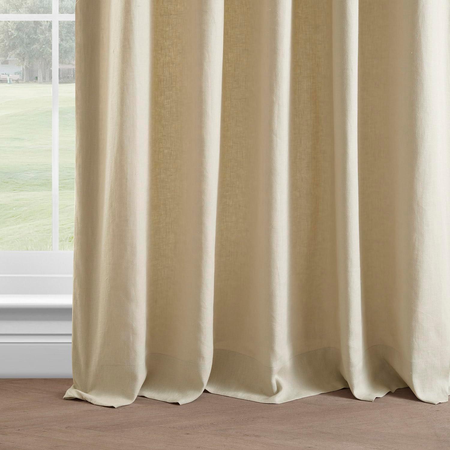 HPD HALF PRICE DRAPES French Linen Curtains 120 Inches Long Room Darkening Curtains for Bedroom & Living Room 50 X 120, (1 Panel), Walnut Beige