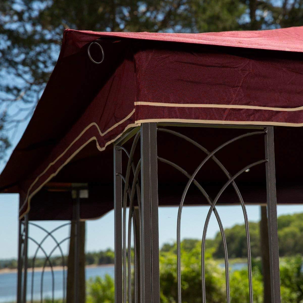 Sunjoy Regency 10x12 Gazebo with Mosquito Netting, Plant Rings, Corner Shelves, Ground Stakes and Center Hook