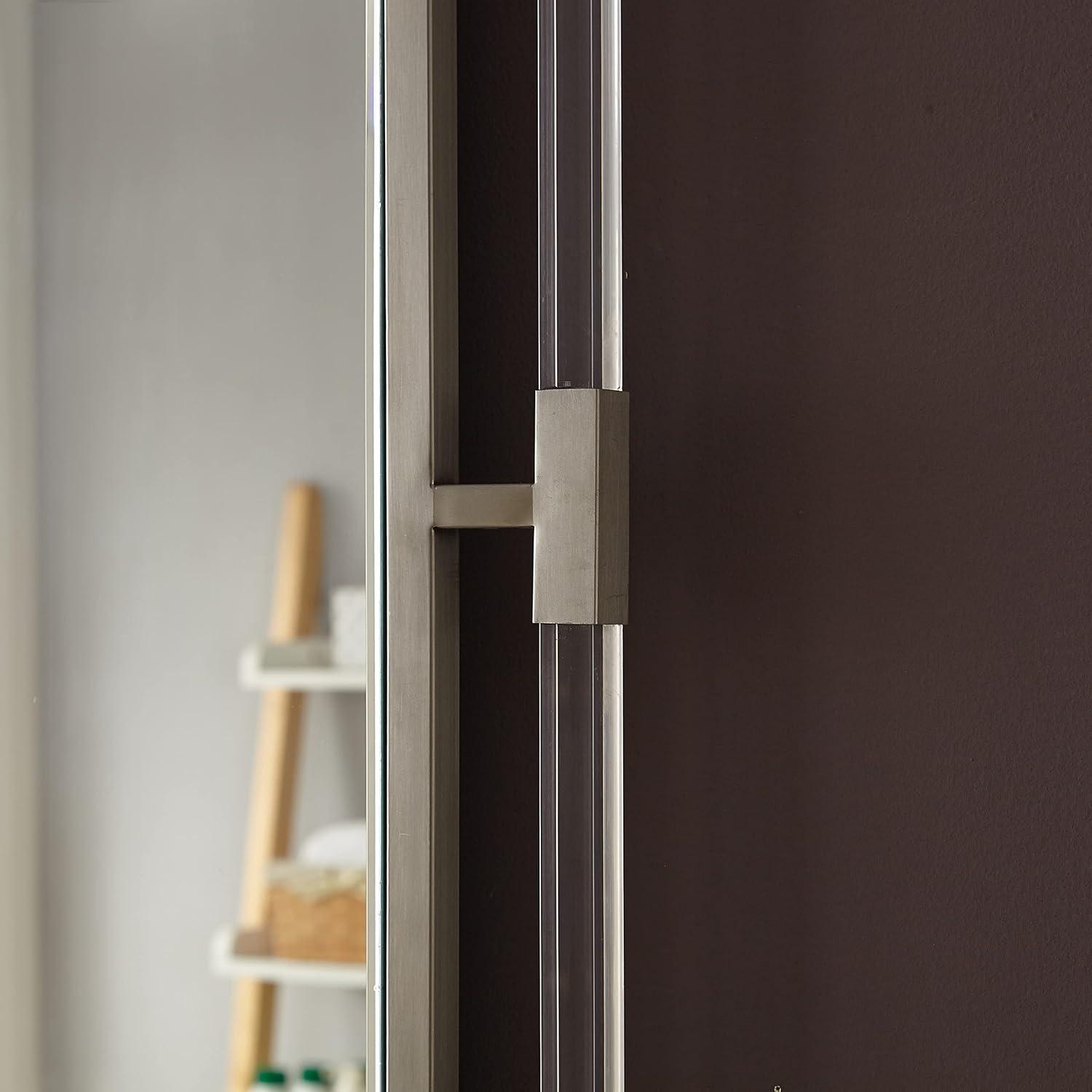 Elegant Rectangular Mirror in Brushed Silver and Gold Accents