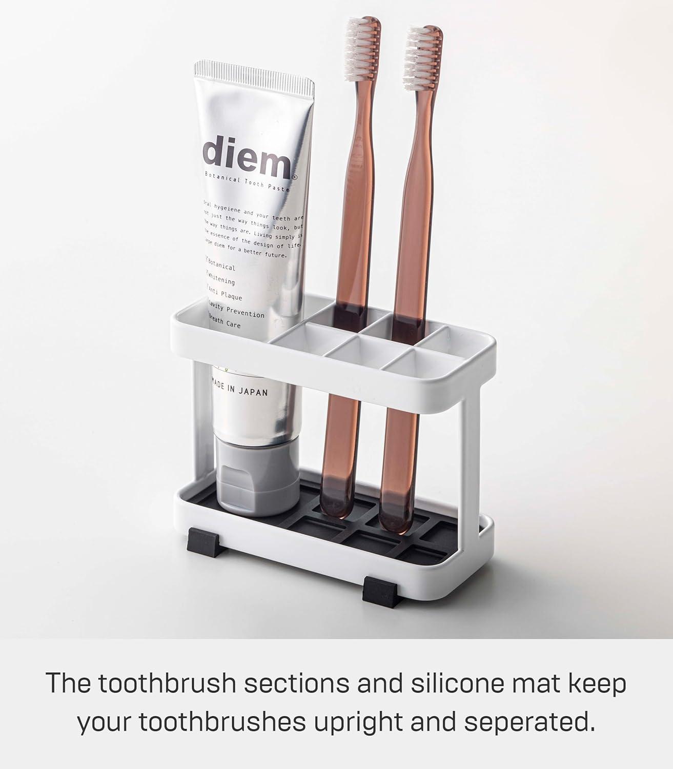 Yamazaki Home Tower Yamazaki Home Toothbrush And Toothpaste Holder For Bathroom Countertop, Steel, Water Resistant
