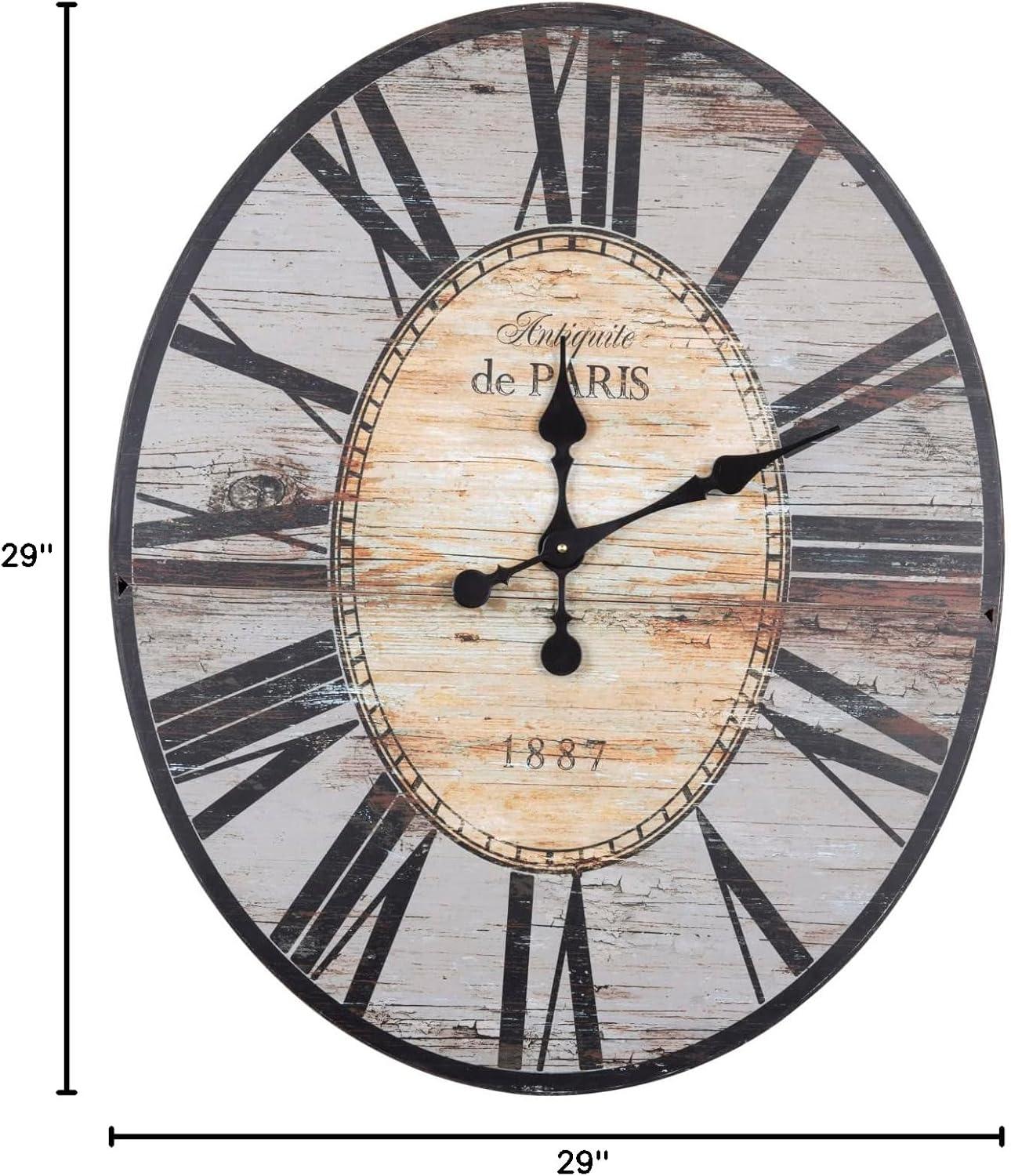 Woven Paths 29" Oval Distressed Grey Wood Wall Clock