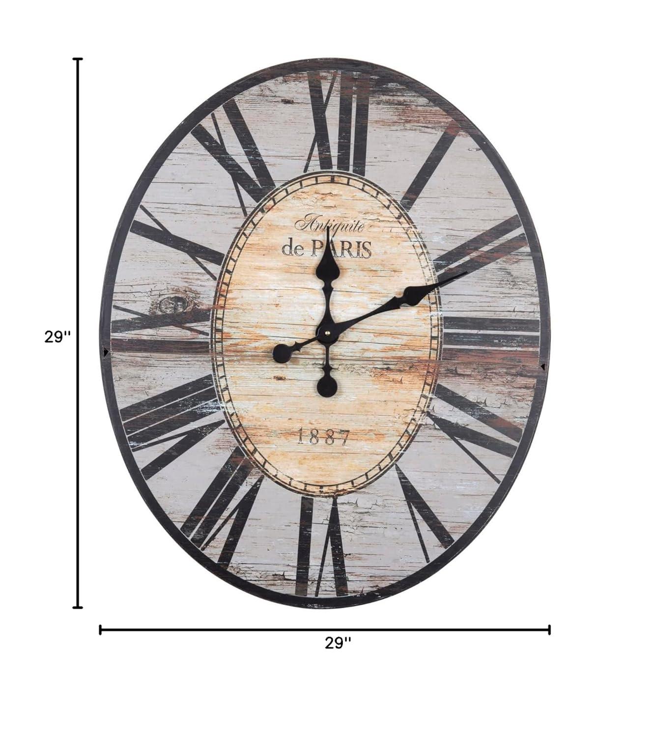 Woven Paths 29" Oval Distressed Grey Wood Wall Clock
