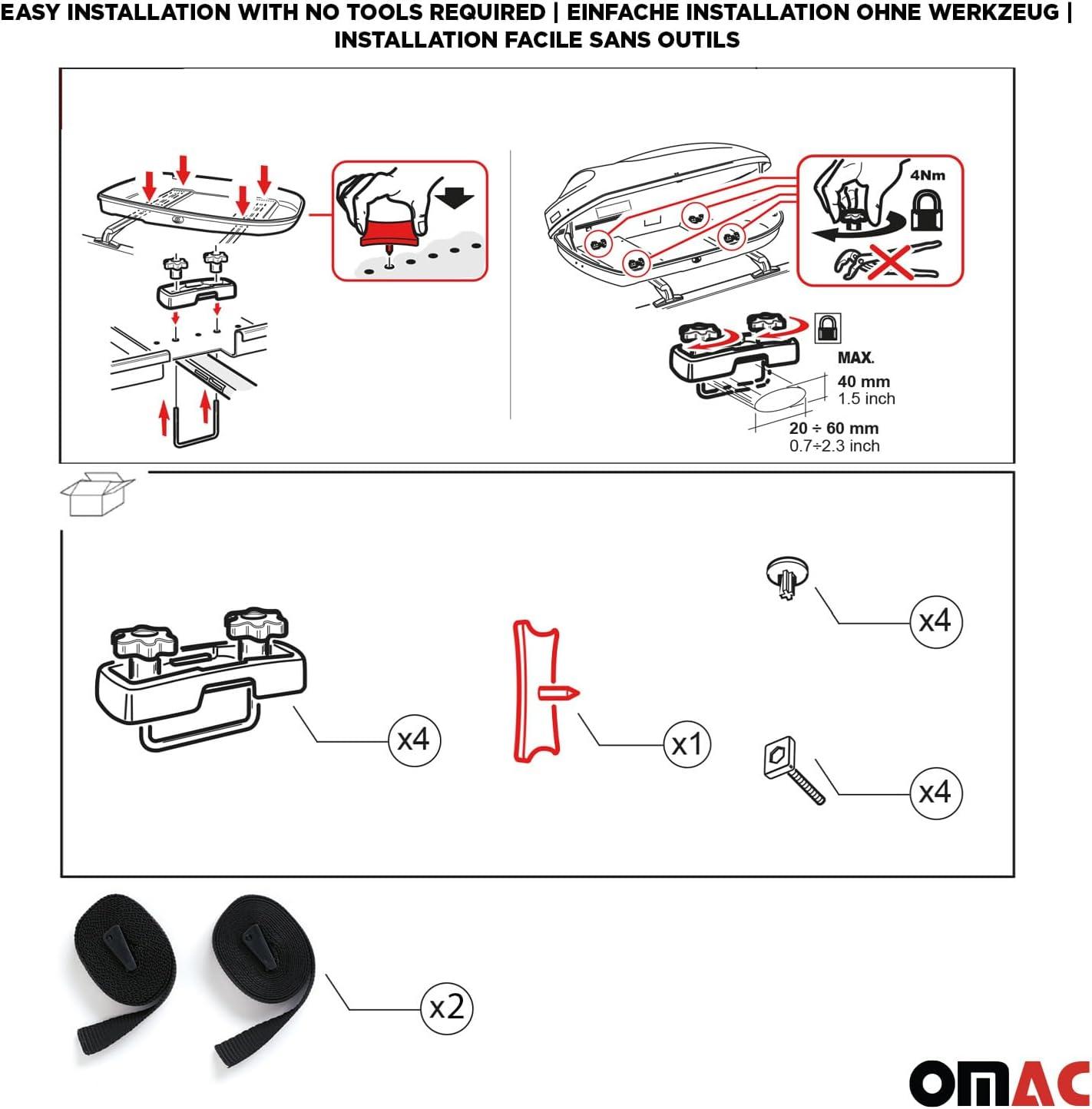 OMAC Rooftop Cargo Carrier Hard Shell, 8 Cubic Feet Cargo Box for Roof Rack, Dual-Side Opening, Waterproof Roof Box, Car Roof Carrier Hard Shell, Matt Black with Security Keys