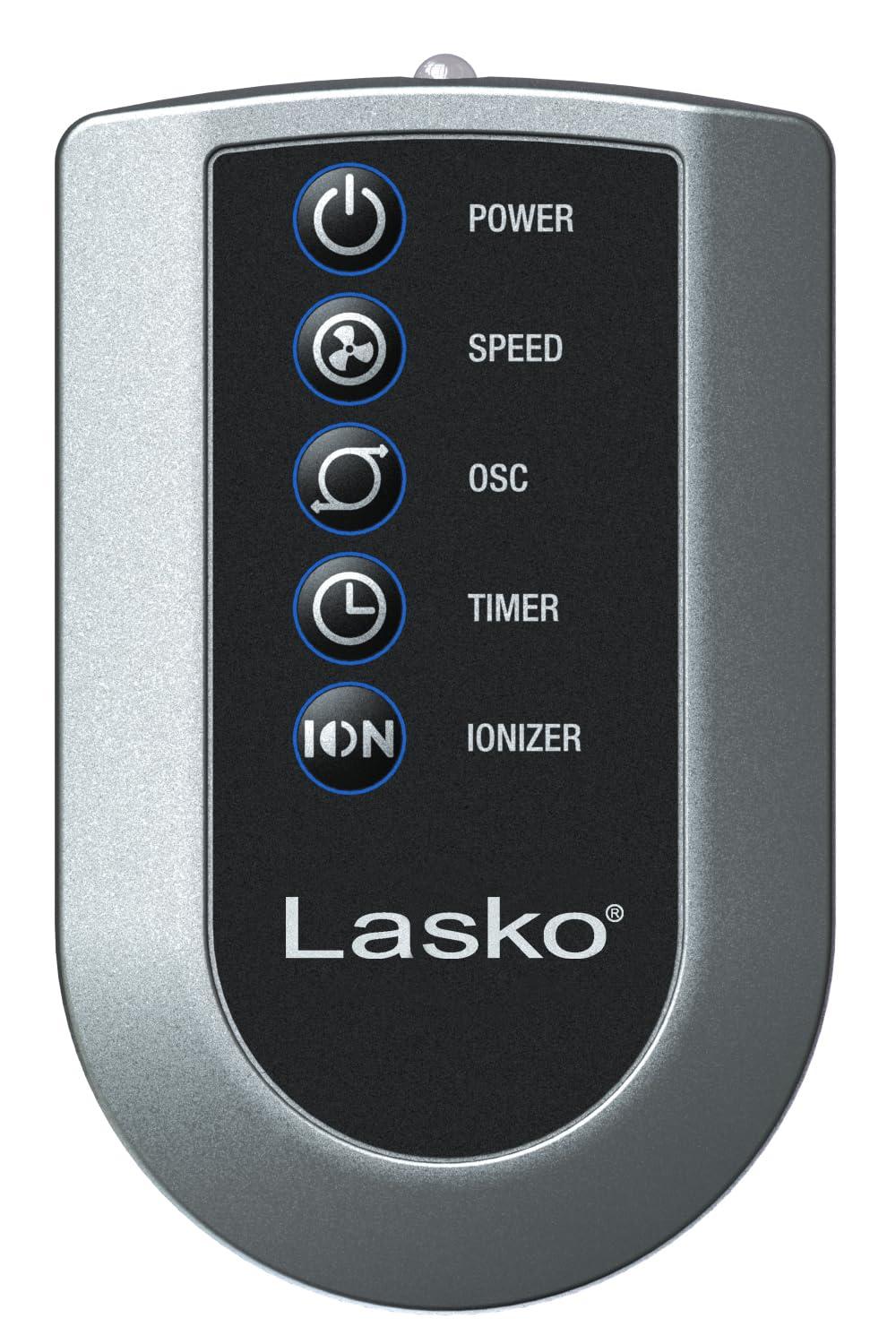 Lasko 36" Oscillating 3-Speed Tower Fan and Ionizer with Remote, Black, 2505, New