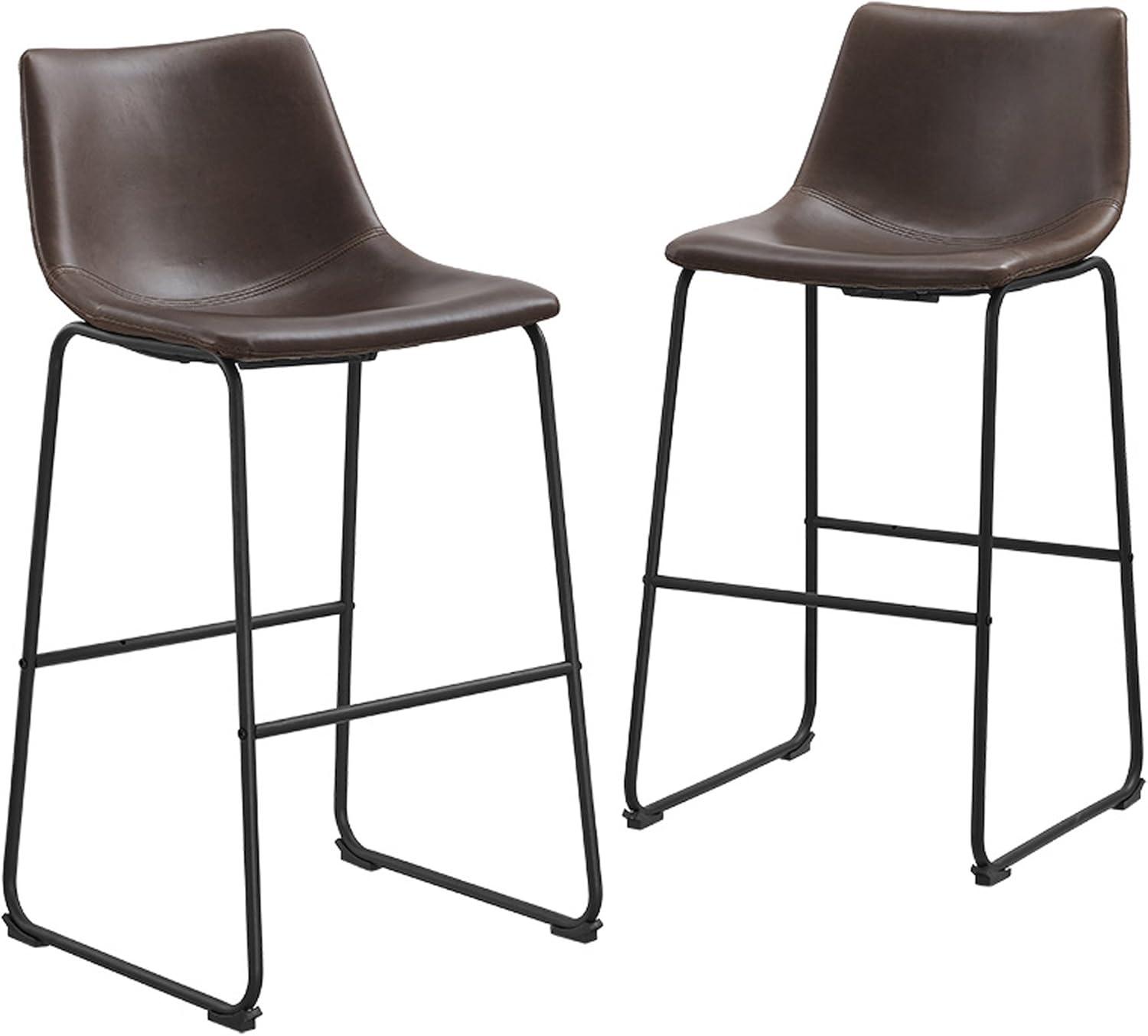 Modern 26" Brown Faux Leather Counter Stool with Metal Legs