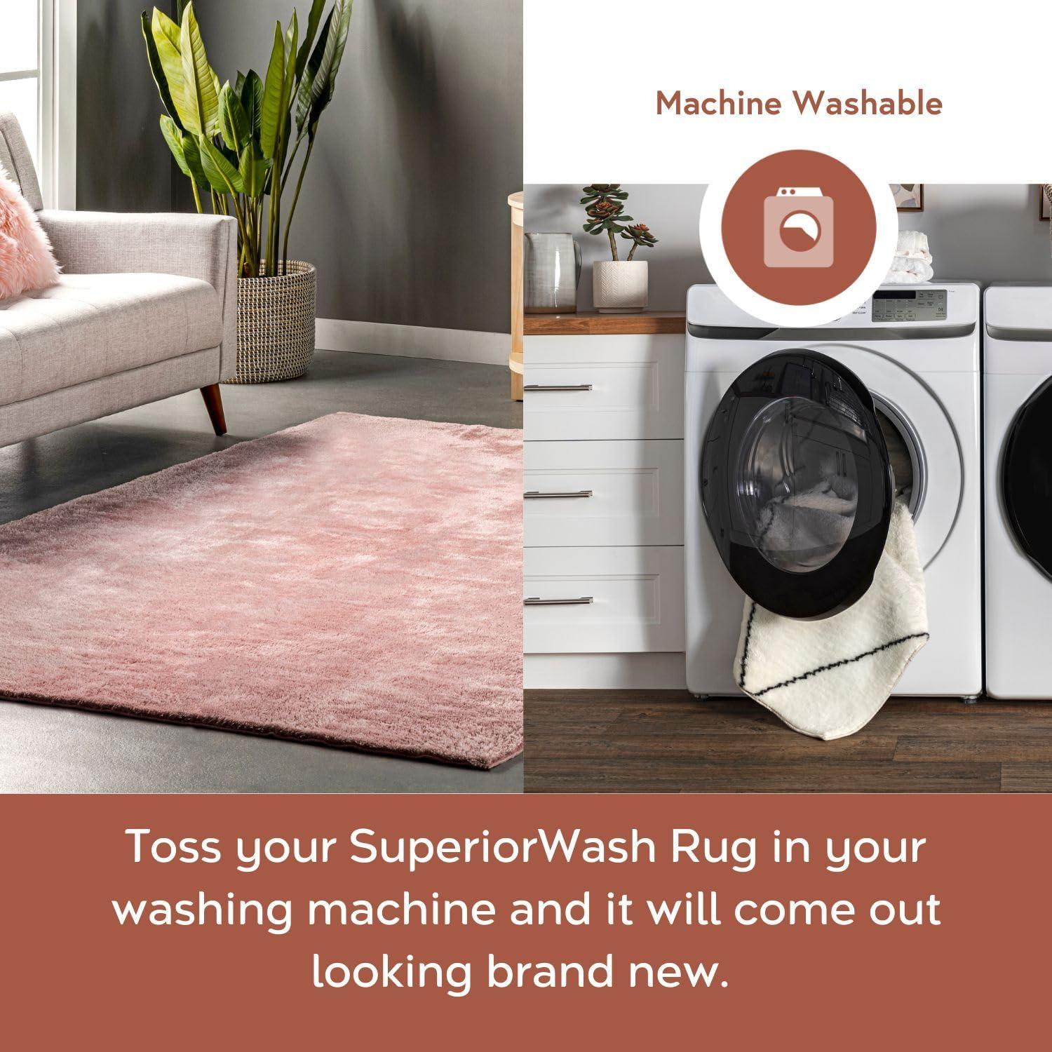 nuLOOM 3' x 5' Cozy Plush SuperiorWash Area Rug, Machine Washable, Non-Slip, Soft Fluffy Shag Carpet for Living Room Bedroom Nursery, Loni Pink