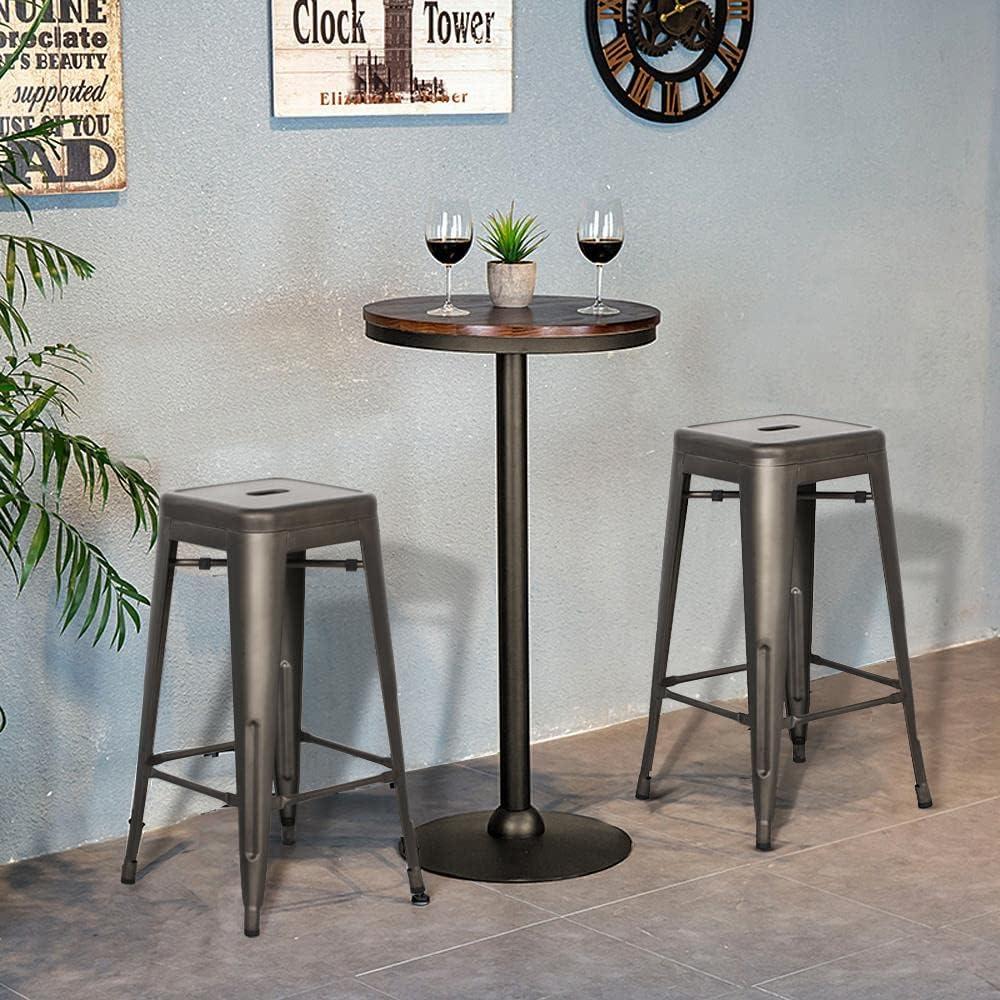 Yaheetech Set of 4 Metal Backless Counter Height Bar Stools Stackable Chairs