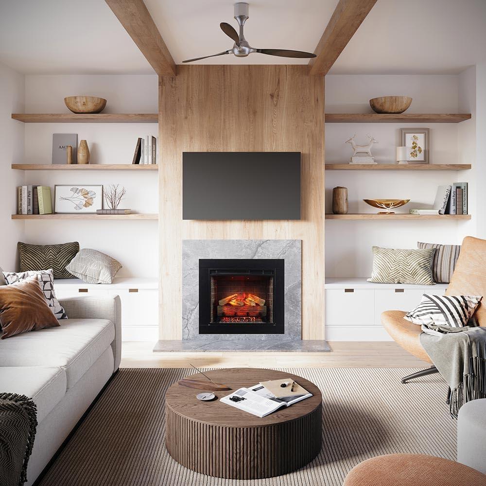 Uptown 33" Infrared Electric Fireplace Insert Heater with Trim Kit, Compatible with Alexa & Google, Remote Control