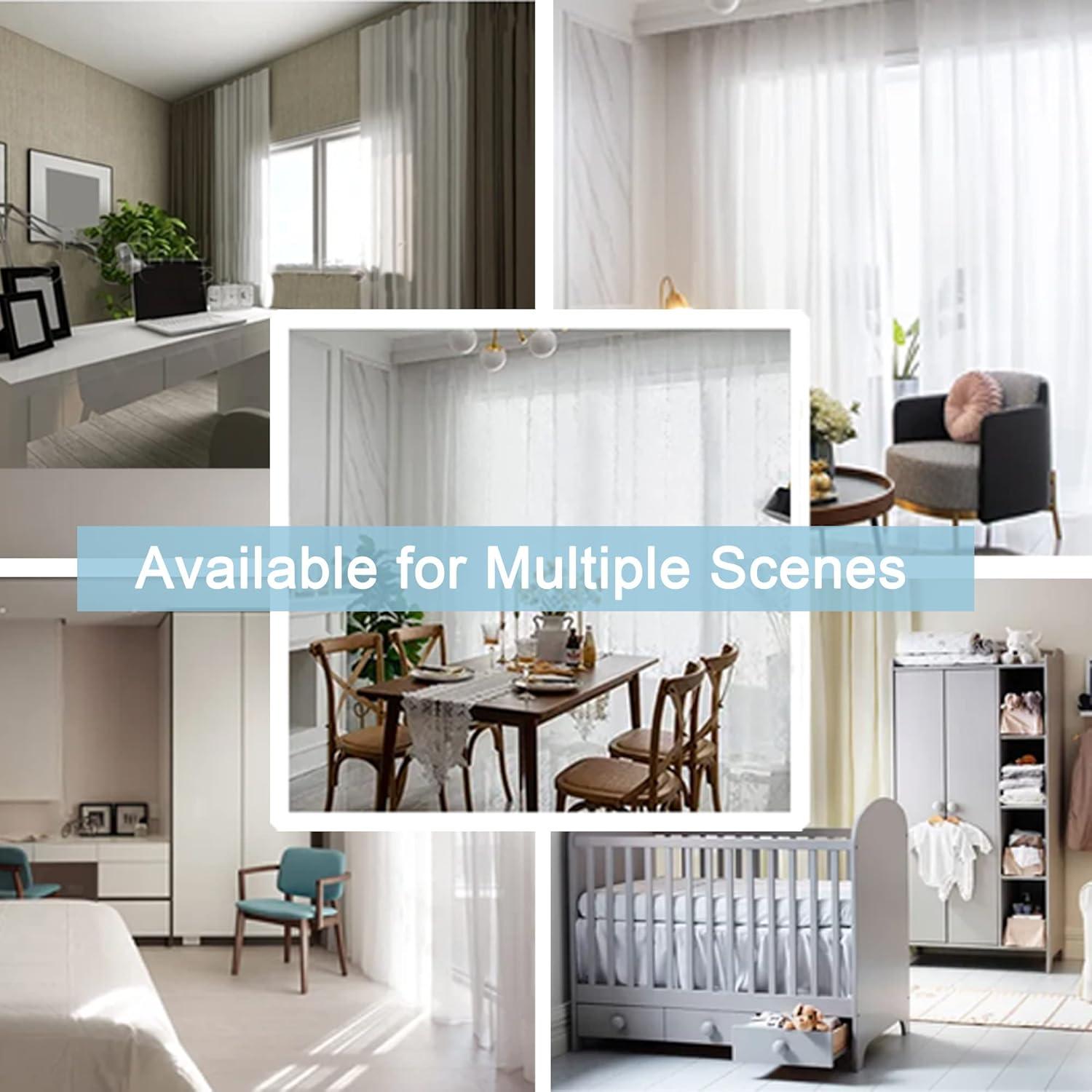 OWENIE White Sheer Curtains 84 inches Long 2 Panels Set, Sheer White Curtains for Living Room/Bedroom, Rod Pocket Voile Sheer Panel Drapes, 2pcs, Each 42" W x 84" L