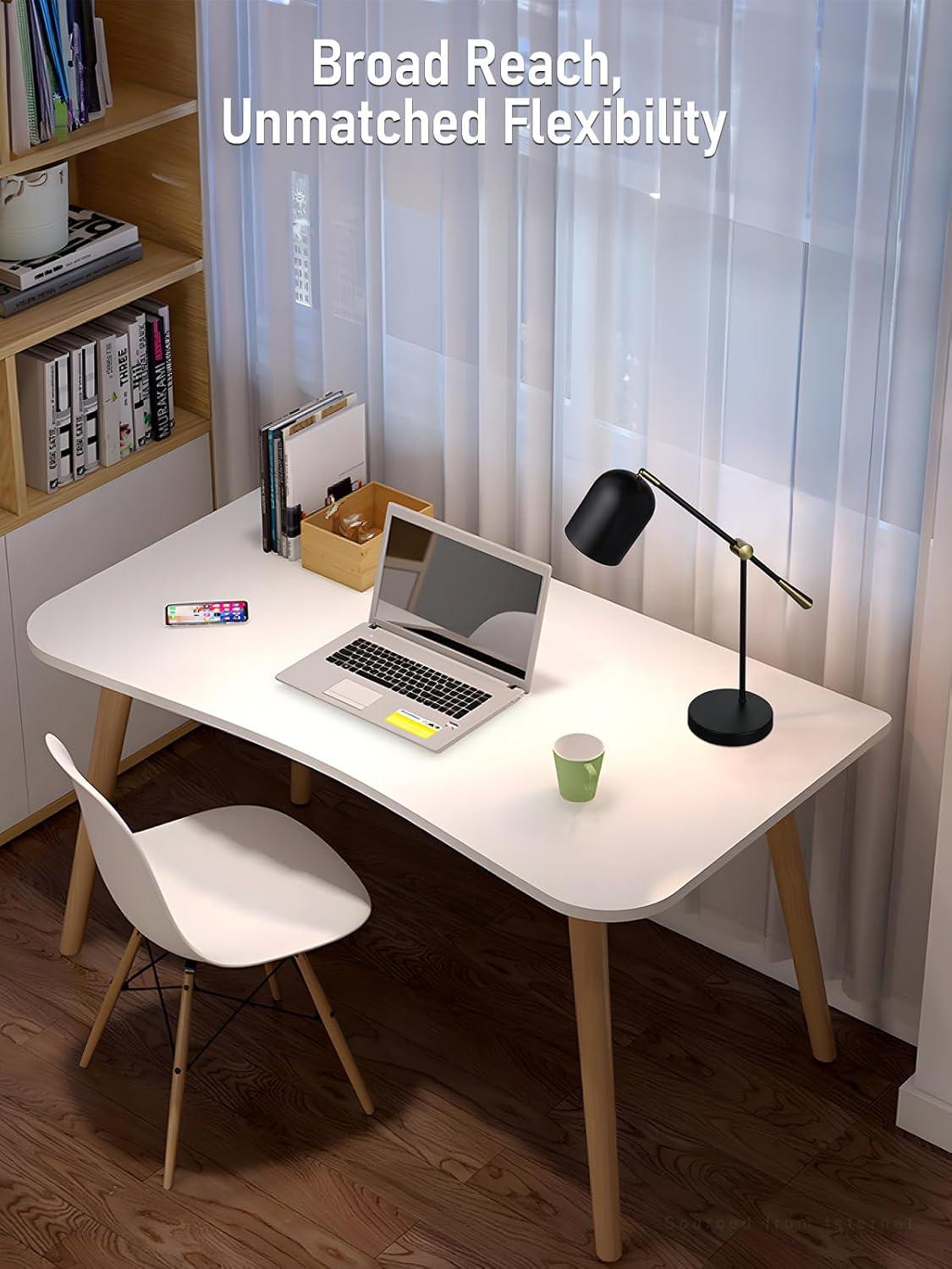 Adjustable Black and Gold Metal Desk Lamp with White Interior