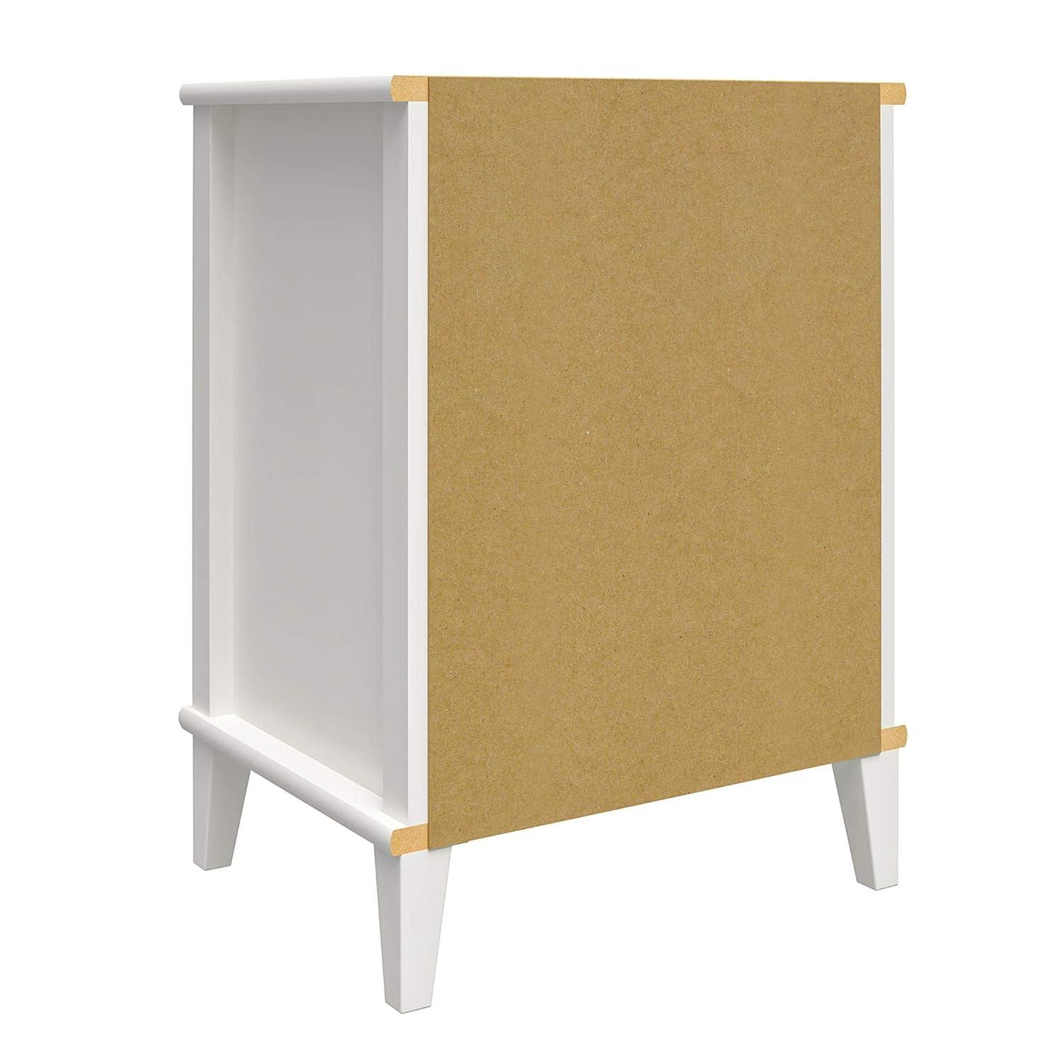 Classic White and Peach Laminated Particleboard 2-Drawer Nightstand