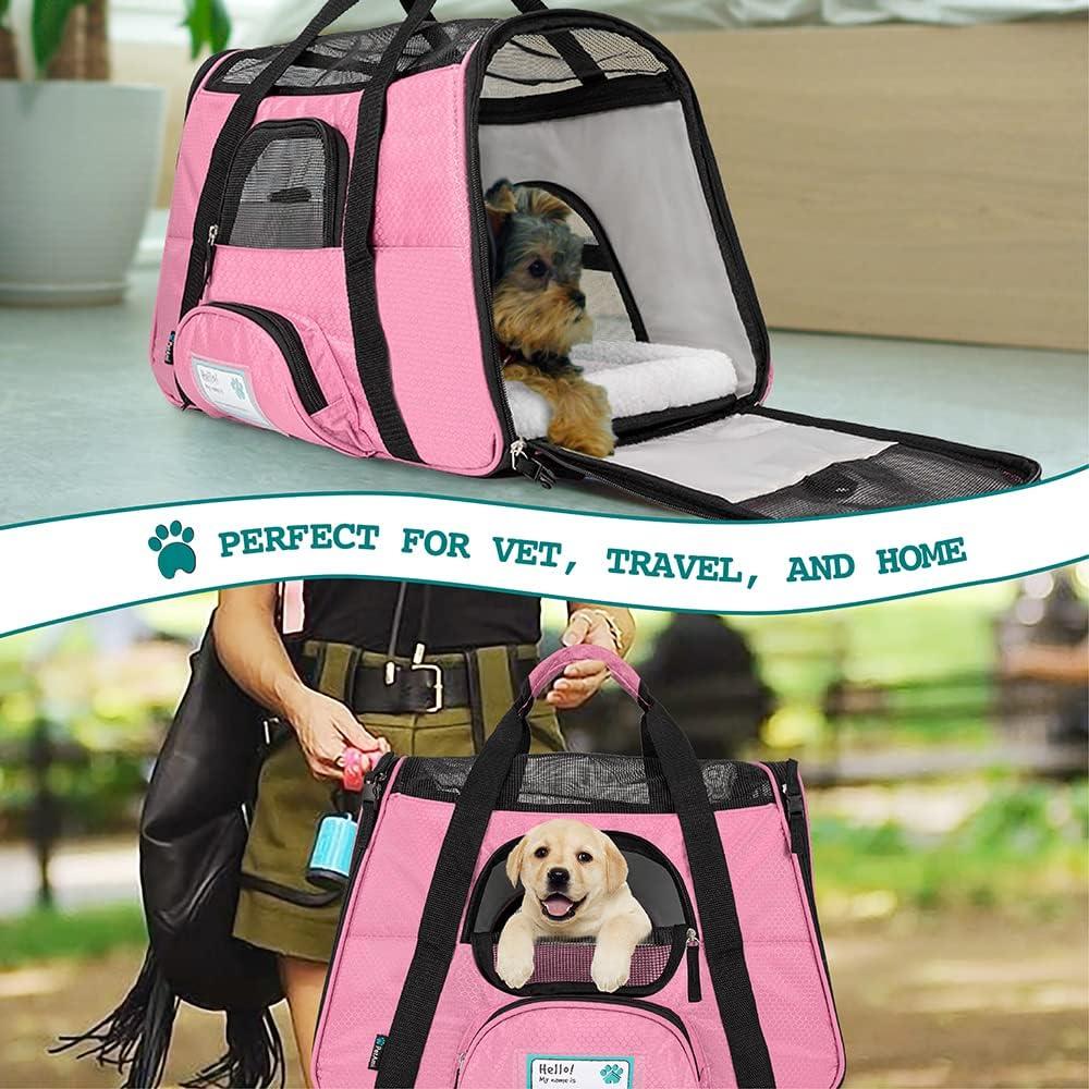 PetAmi Airline Approved Pet Carrier for Cat Dog, Soft Sided Travel Supplies Accessories, Ventilated Carrying Bag Kitten Puppy