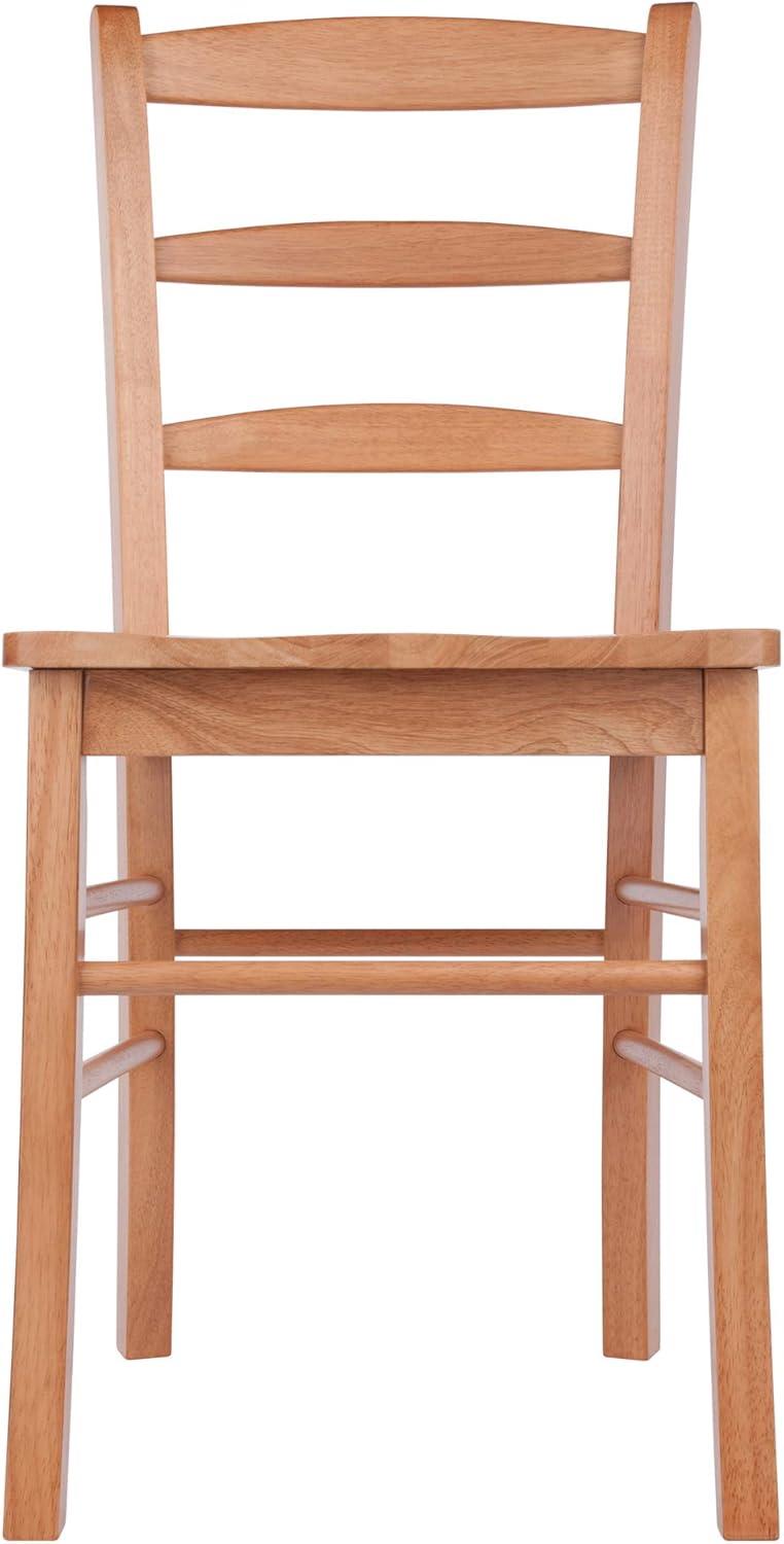 Mid-Century Modern Light Oak Ladderback Side Chair Set